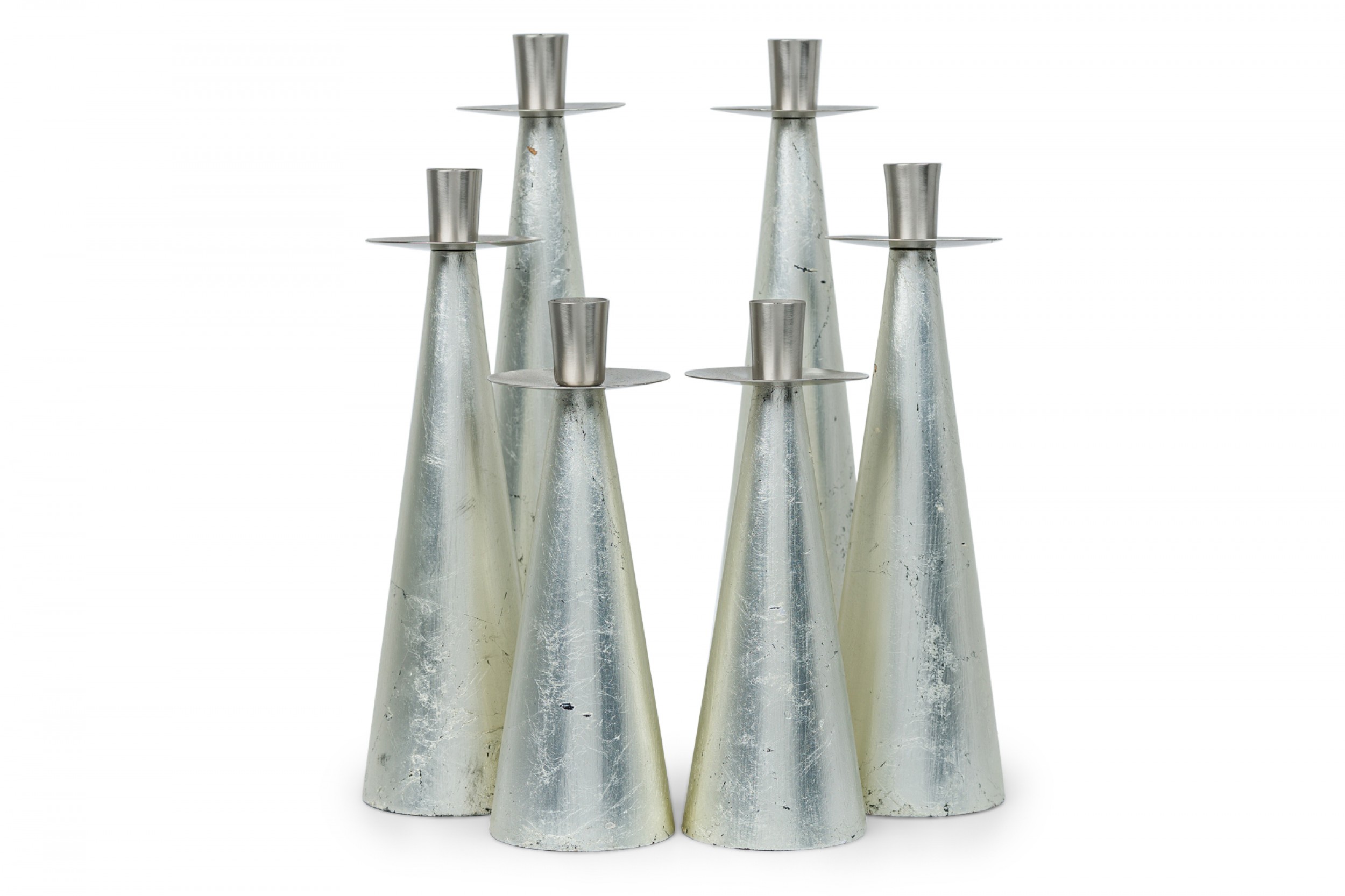 Set of 6 wilsons carmel mid century american silver leaf wilsons carmel andlesticks