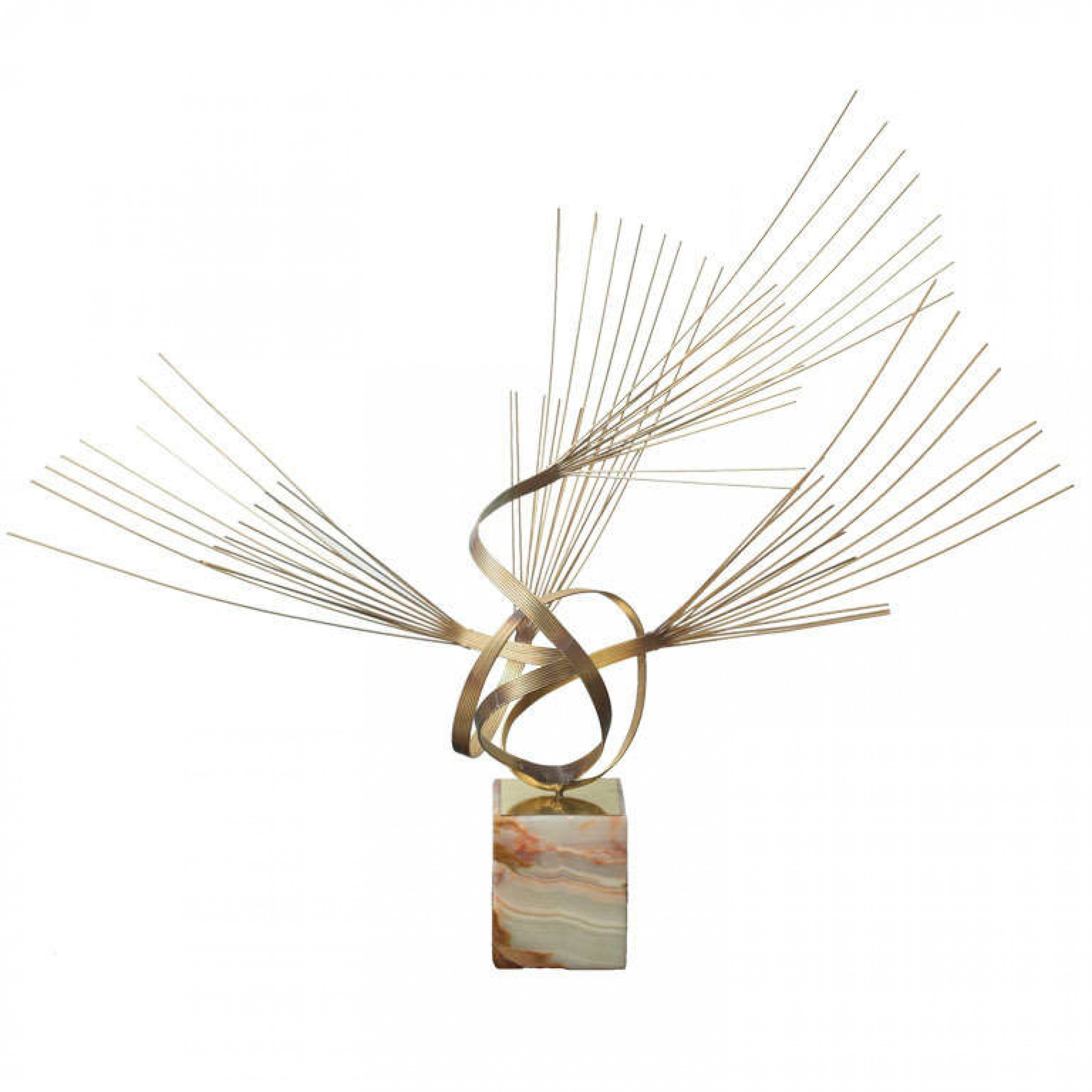 Large curtis jere brass sculpture on onyx base