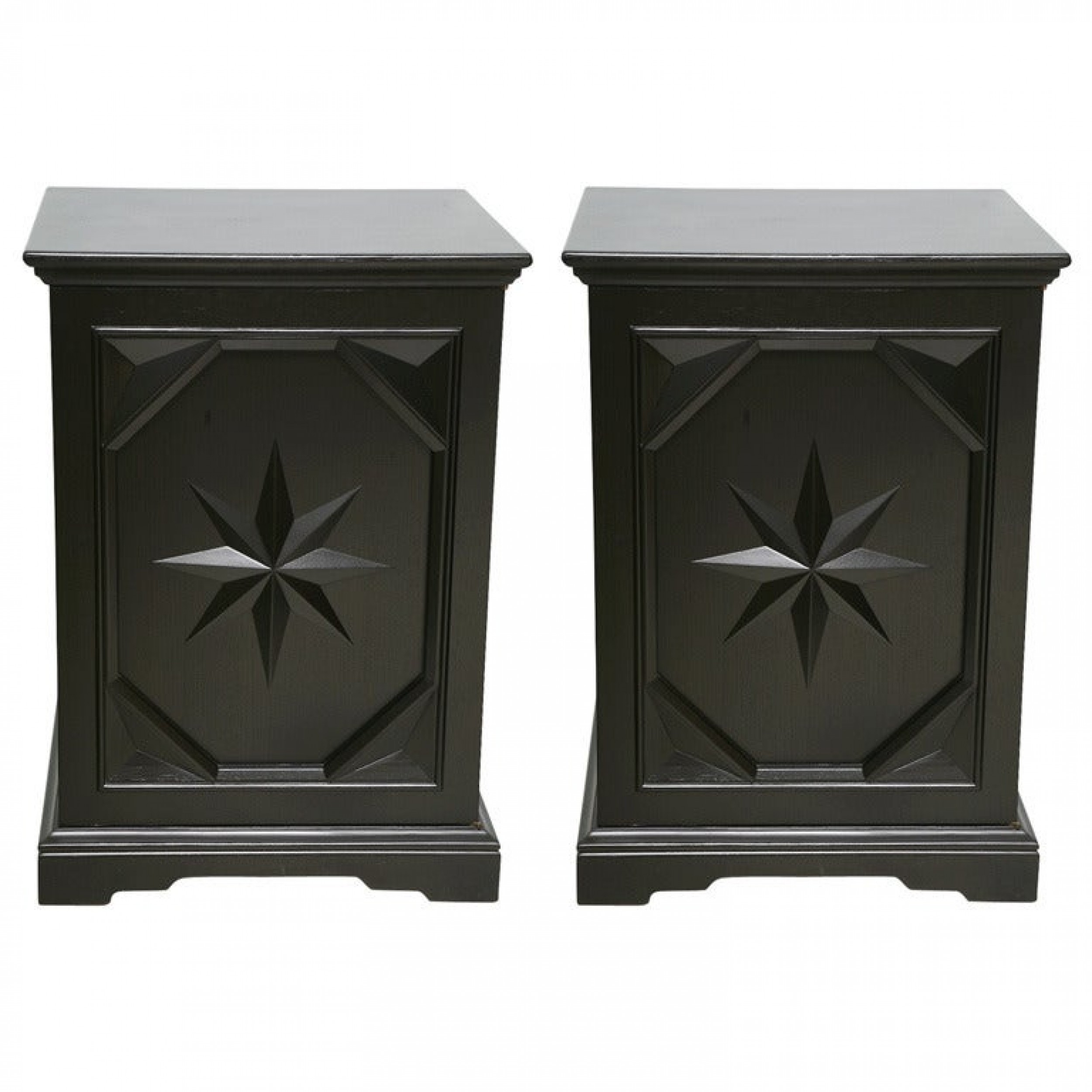 Pair of american modern black lacquer cabinets
