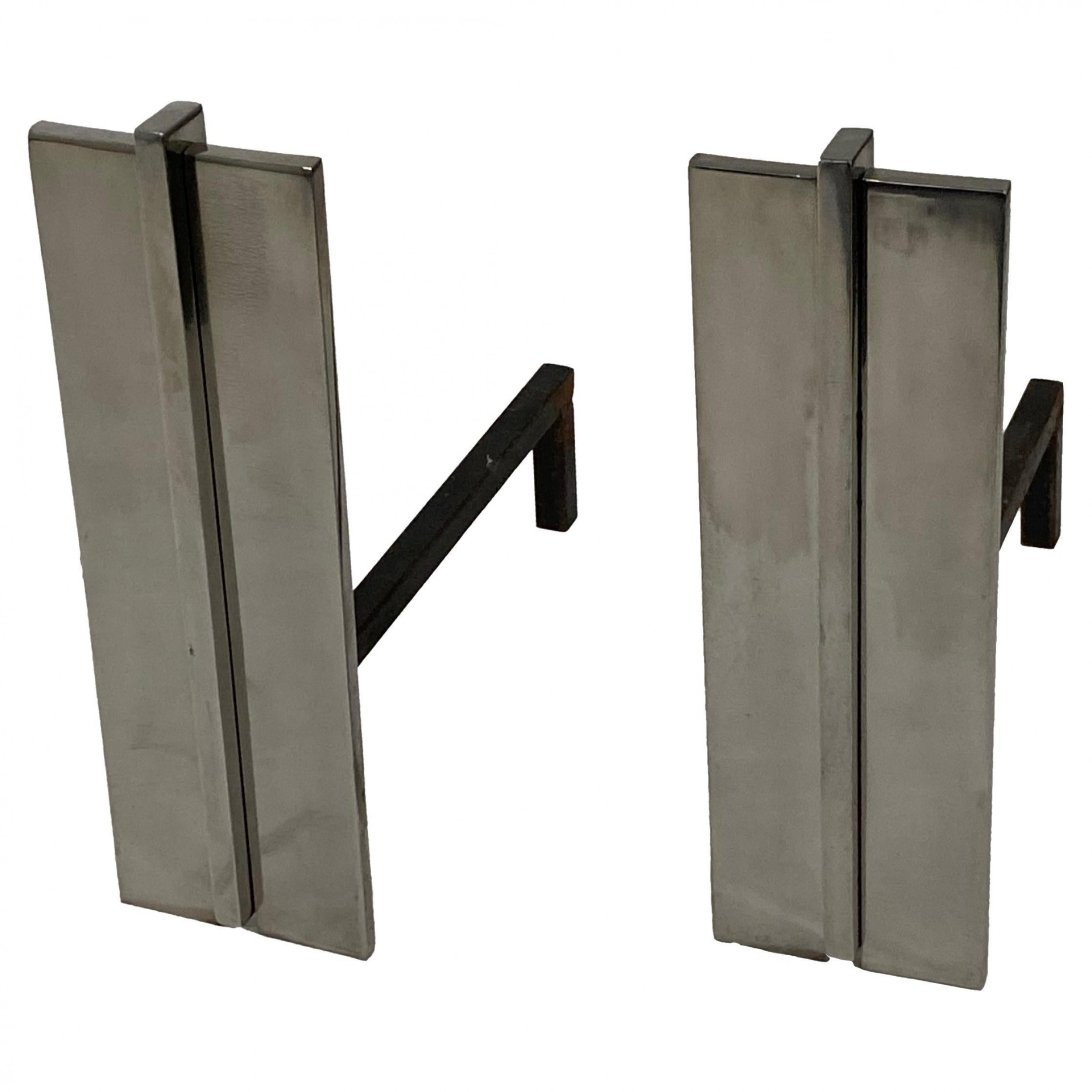 American modern steel andirons