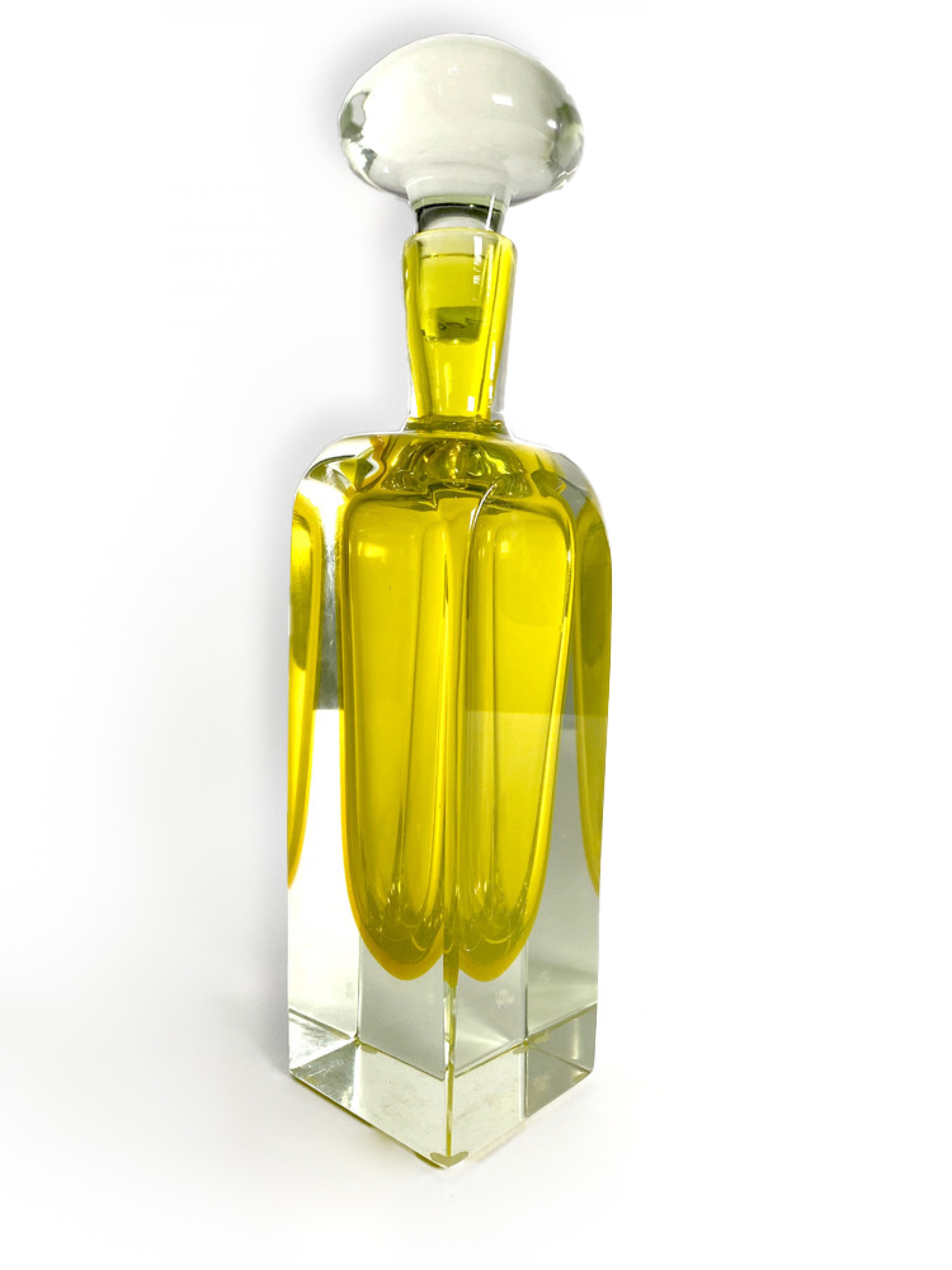 Large italian murano yellow glass decanter