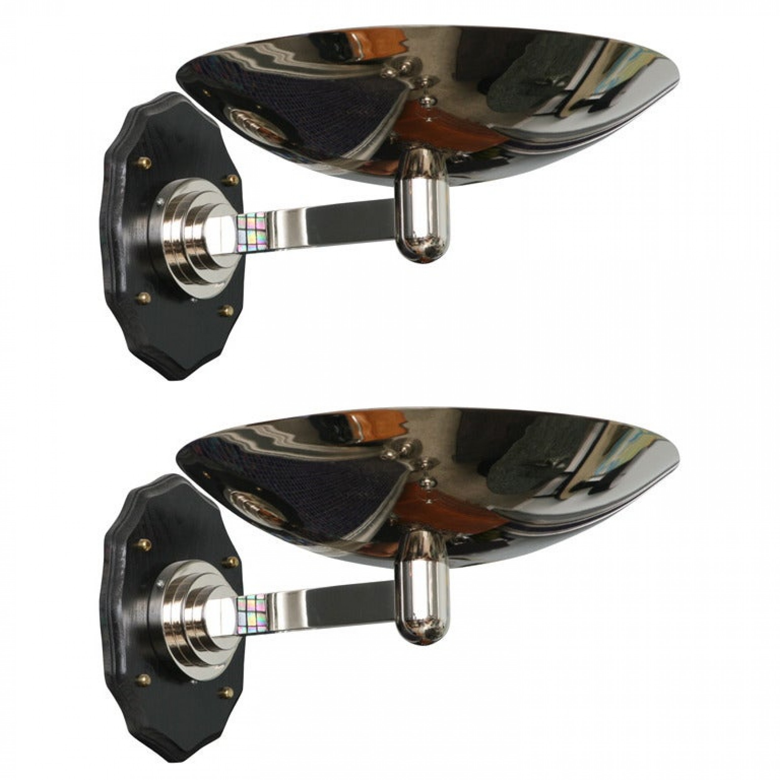Pair of perzel style polished chrome wall lights sconces