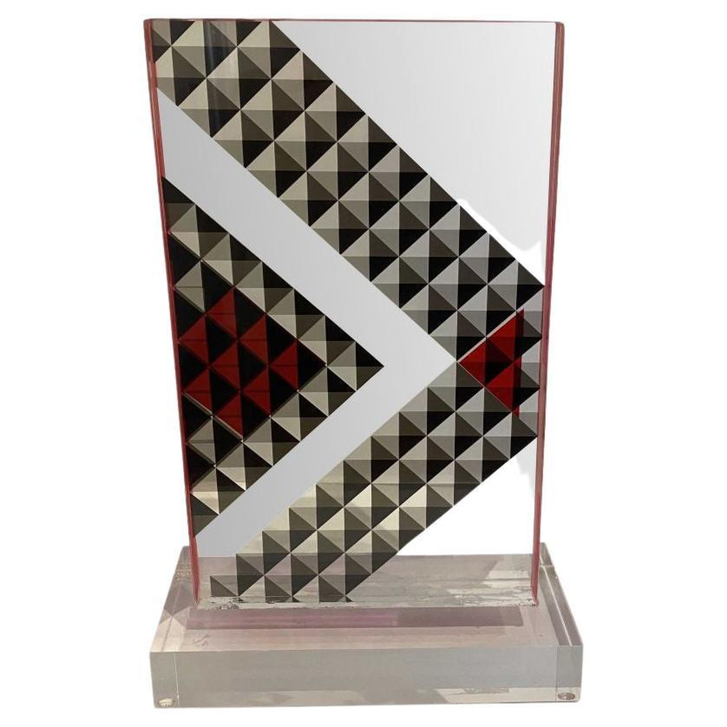 American modern hand colored monolithic lucite sculpture grace absi