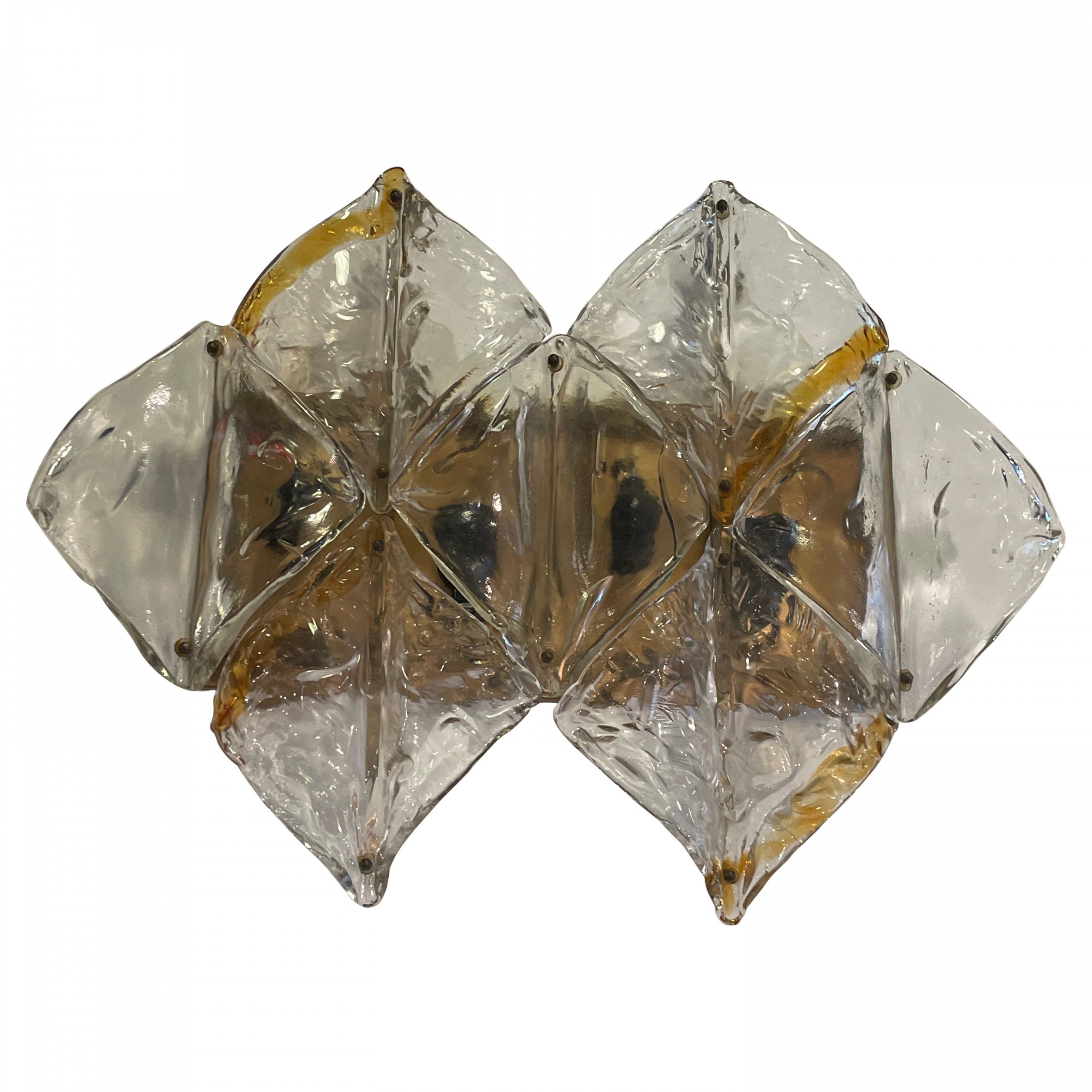 Italian modern handblown glass and brass wall light mazzega