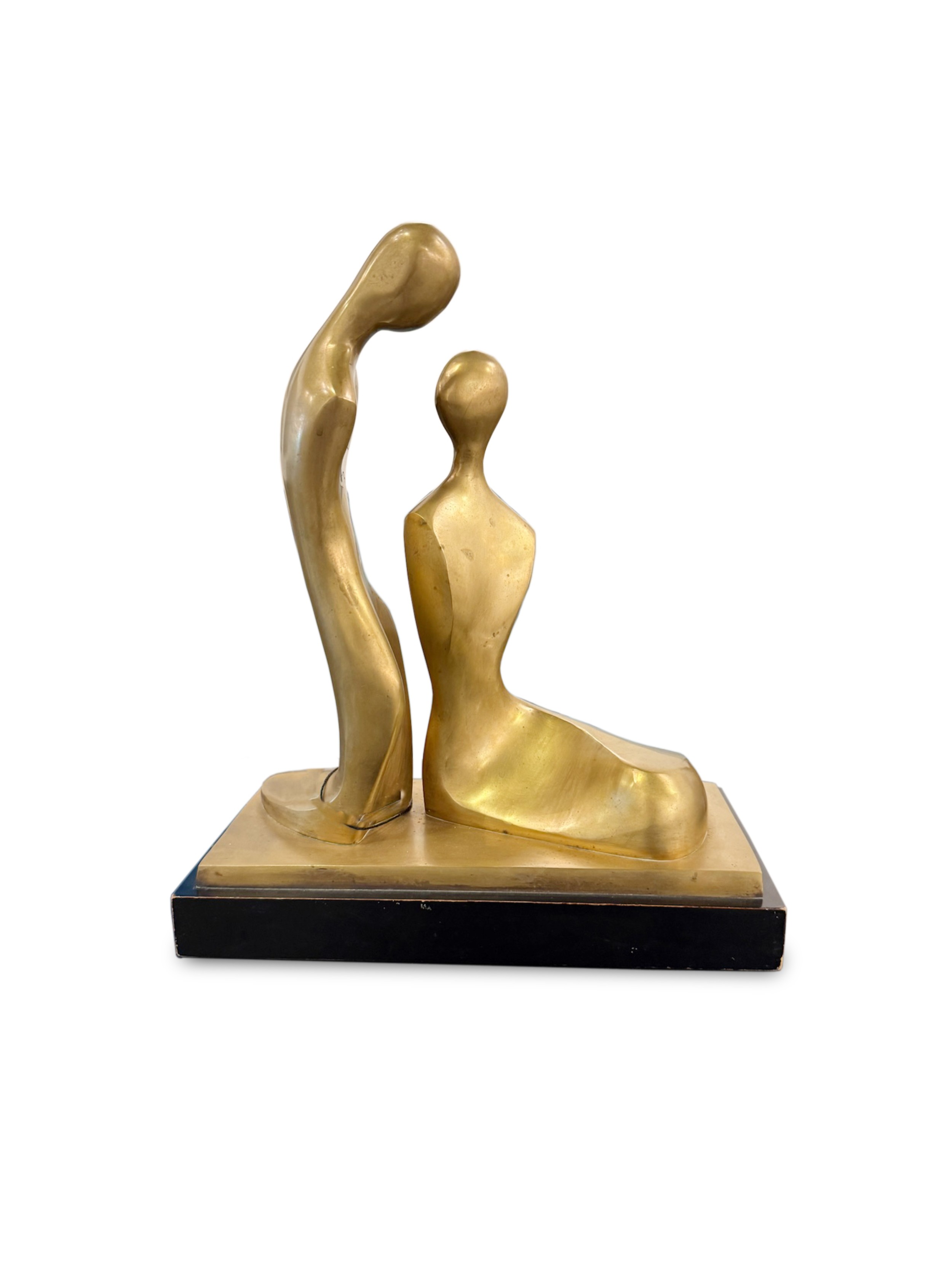 Israeli modern brass sculpture of lovers itzik benshalom