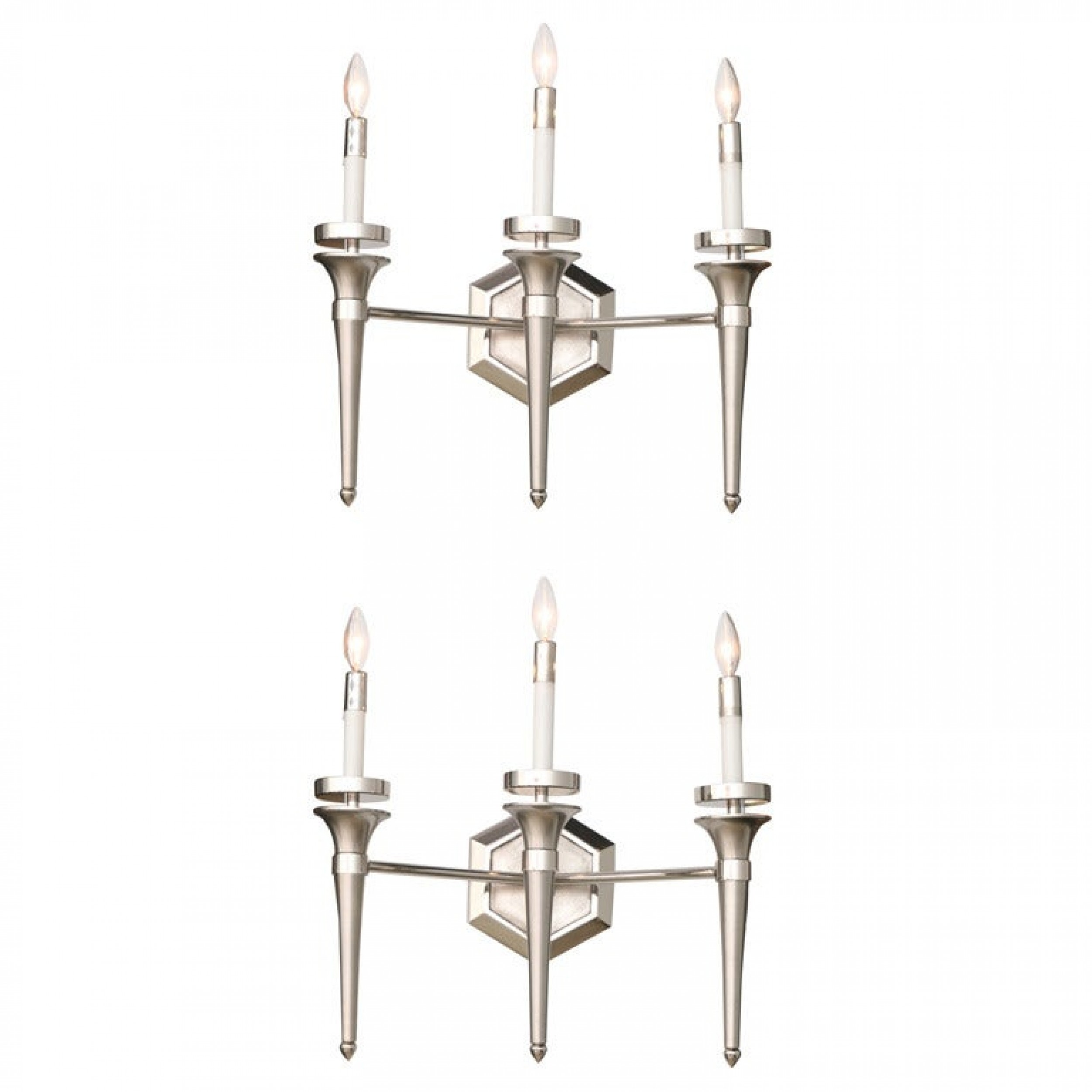 Pair of karl springer three light wall sconces