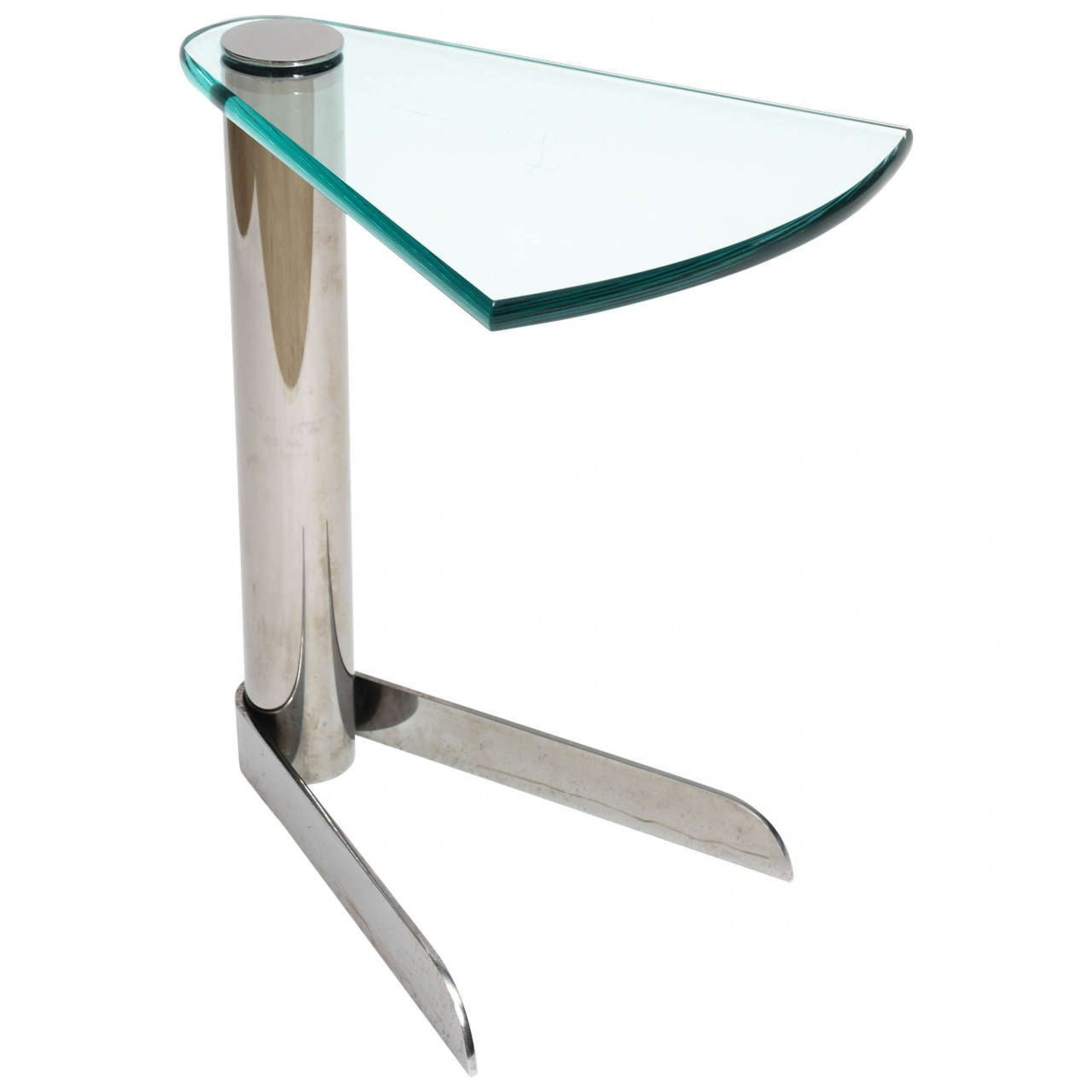 American modern stainless steel and glass side table pace collection