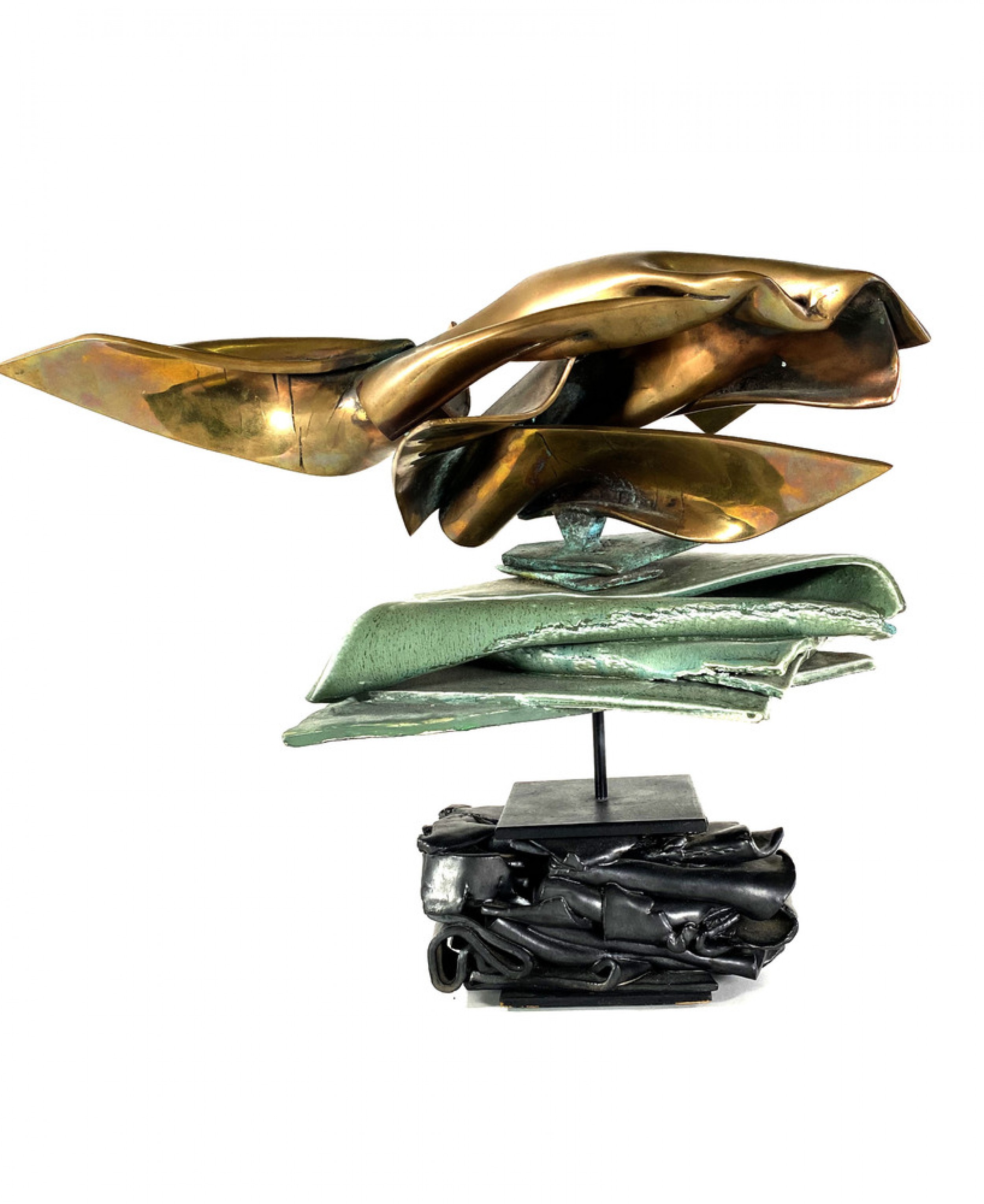 Modern abstract sculpture bronze patina