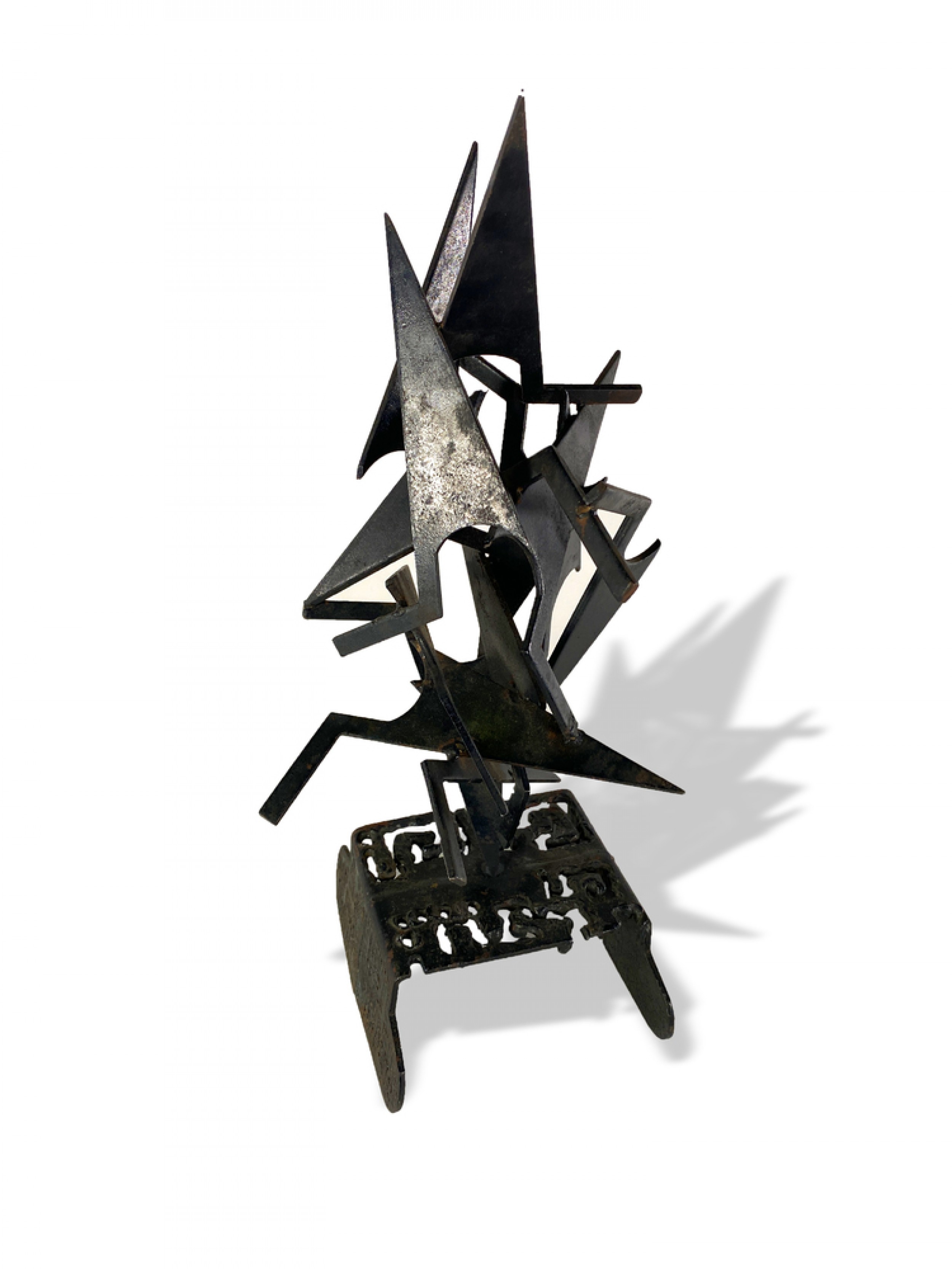 Abstract black metal sculpture