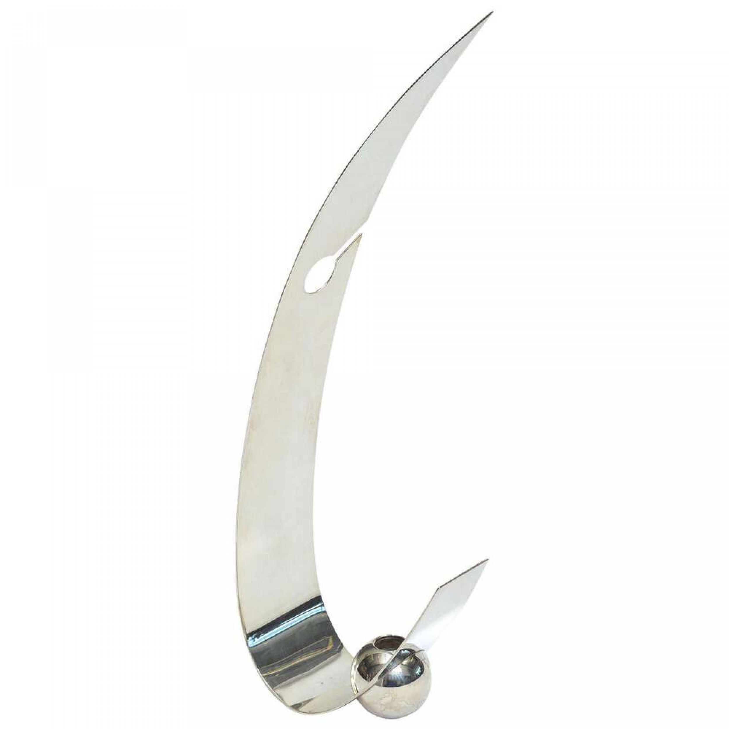 American modern arc candle holder silver plate