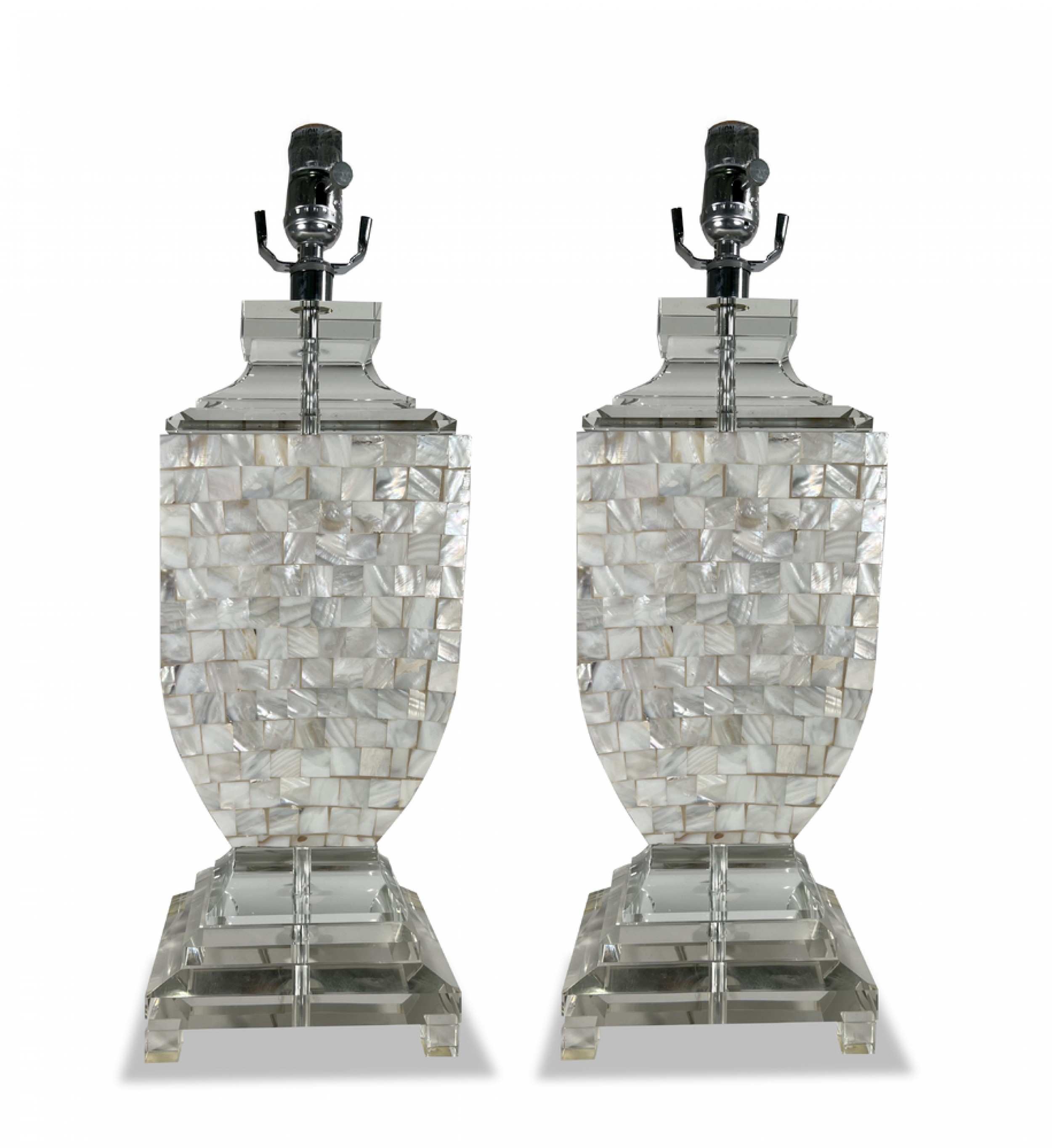 2 pairs of mother of pearl table lamps
