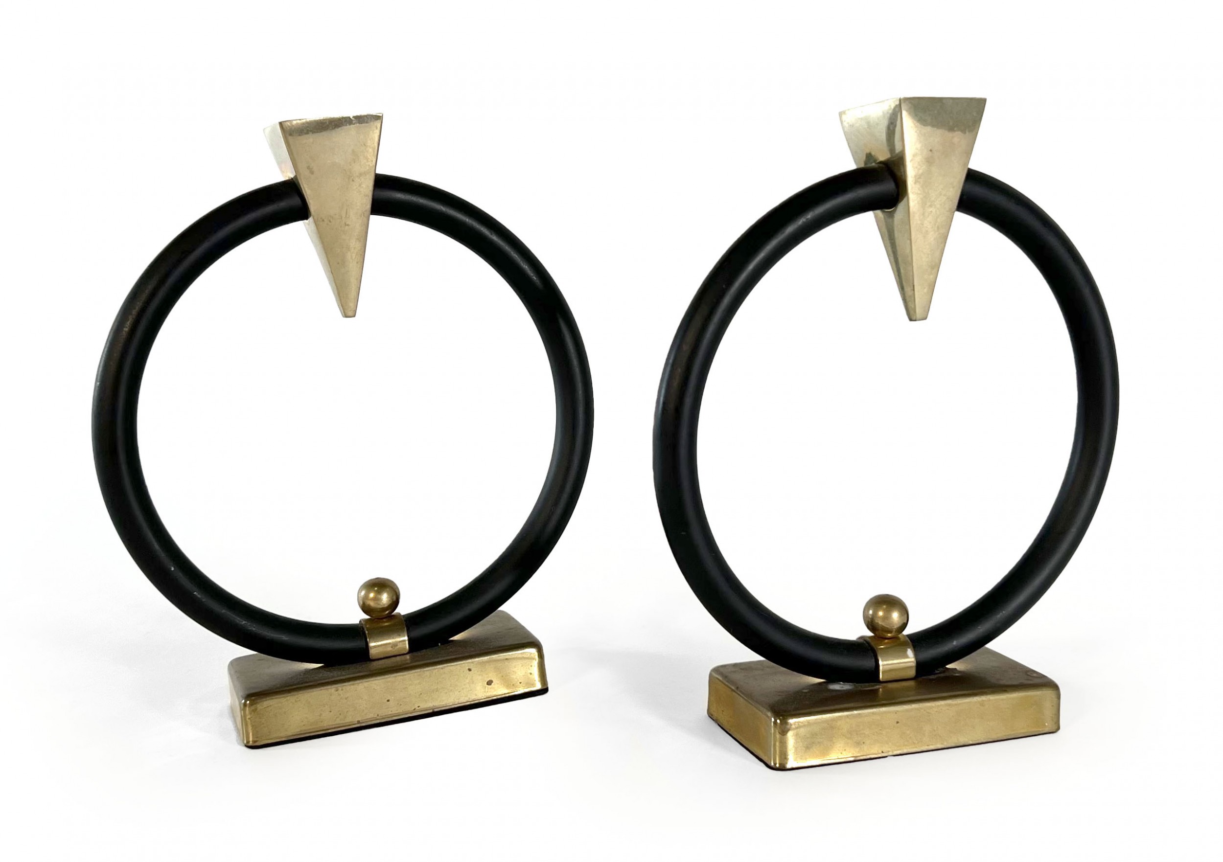 Pair of ring metal candleholders