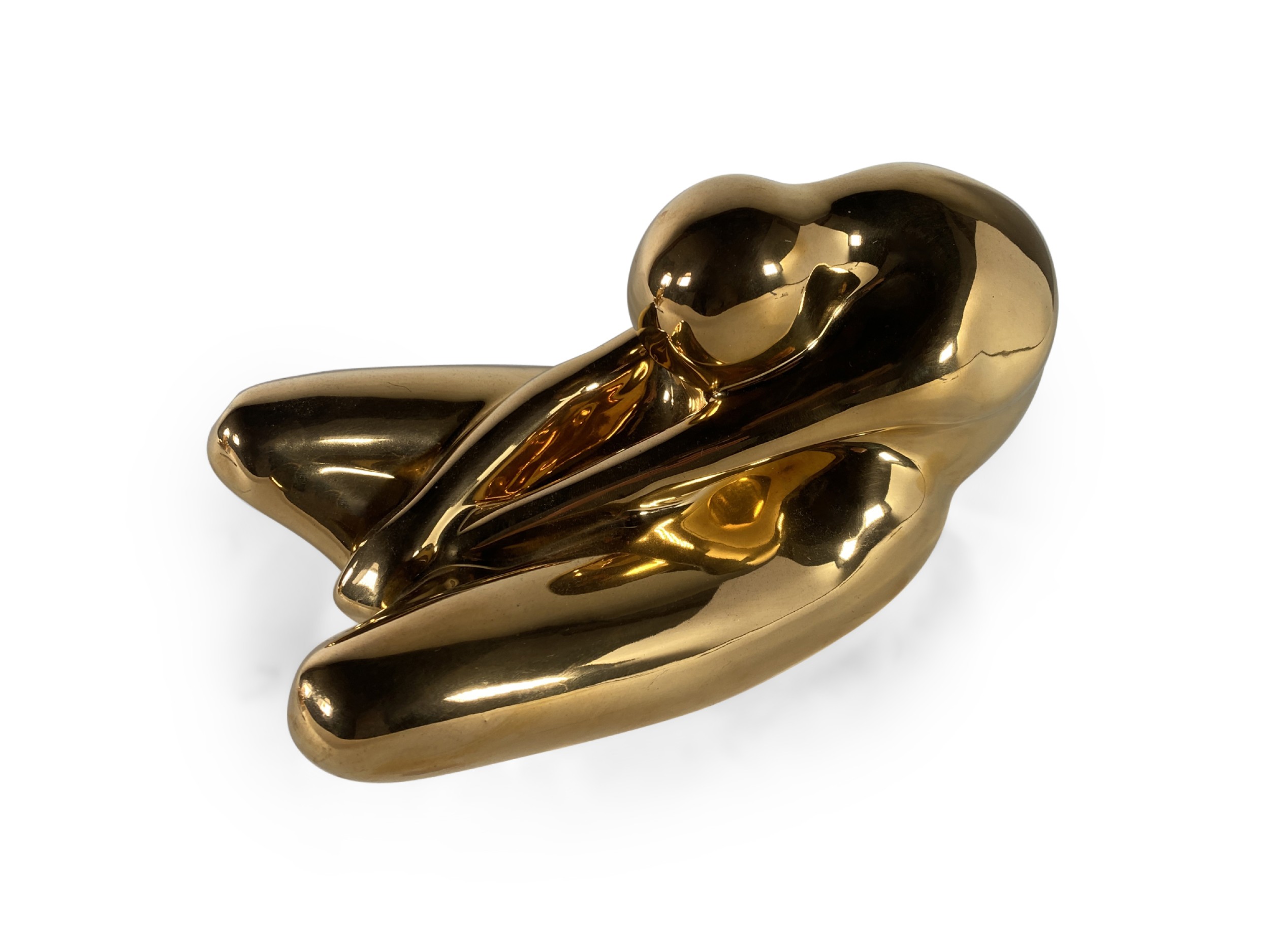 American modern ceramic gold glazed meditation figure jaru