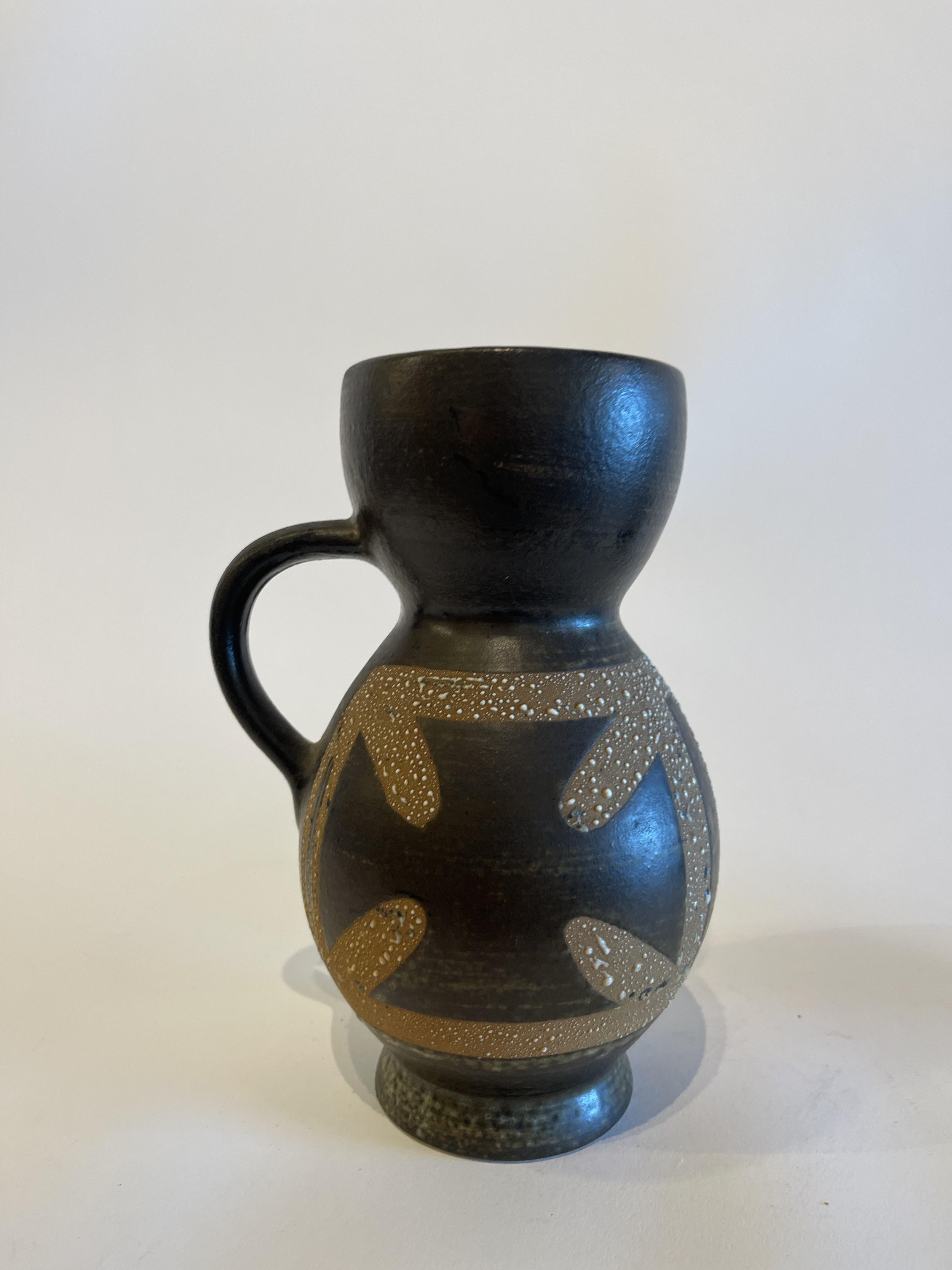 Israeli Mid Century Lapid Lava Glazed Ceramic Pitcher h
