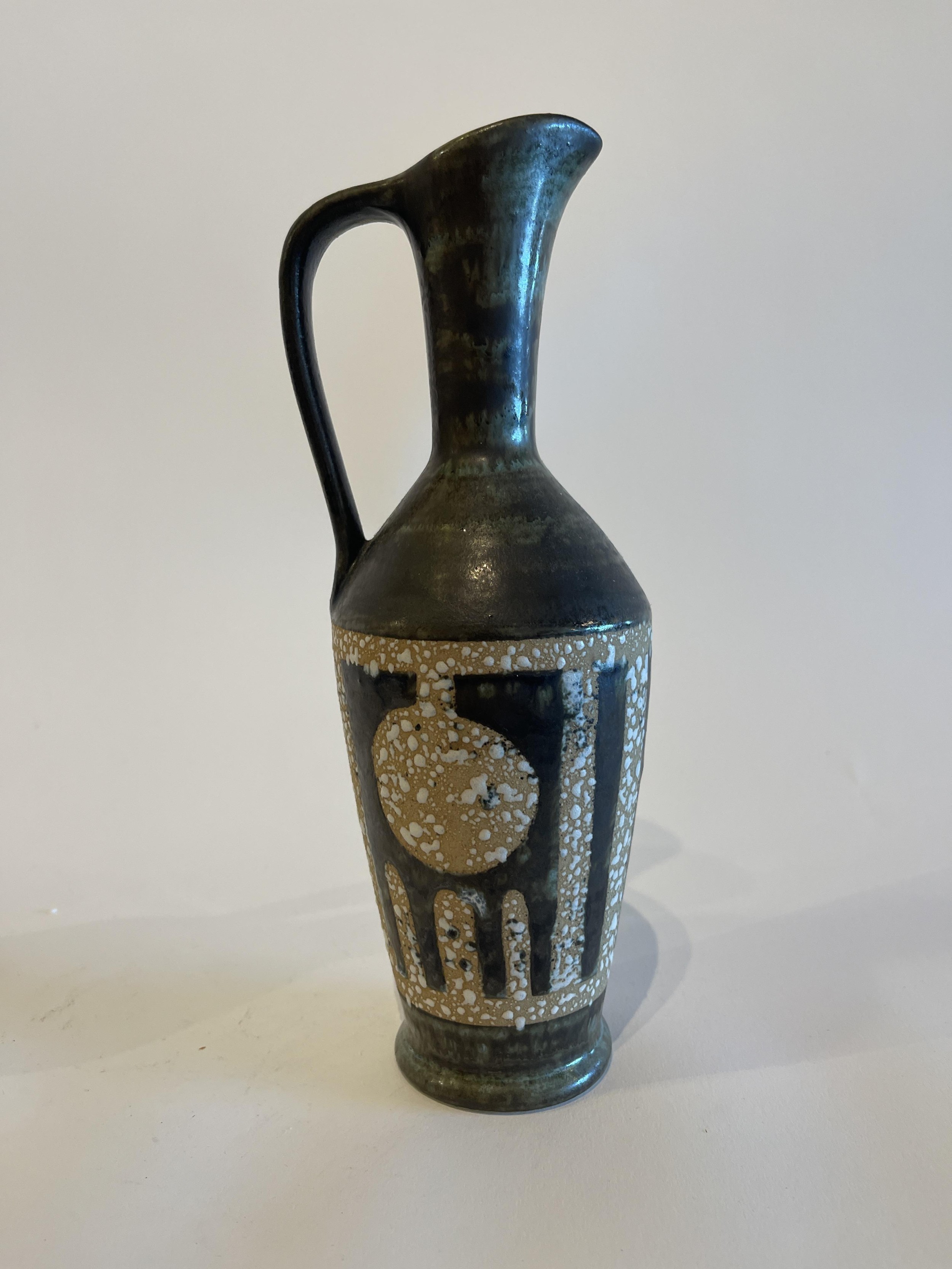 Israeli Mid Century Lapid Lava Glazed Ceramic Pitcher k