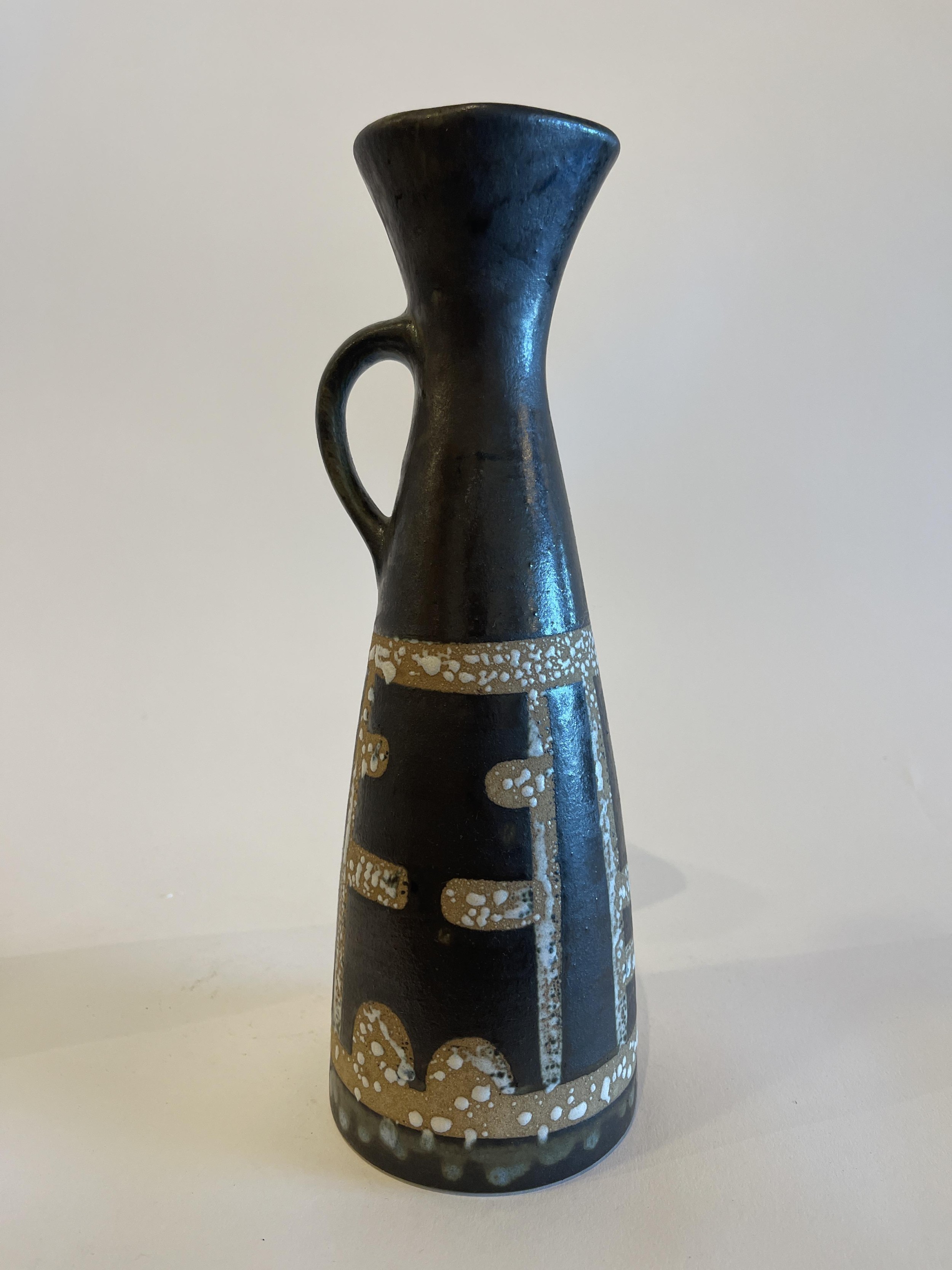 Israeli Mid Century Lapid Lava Glazed Ceramic Pitcher m