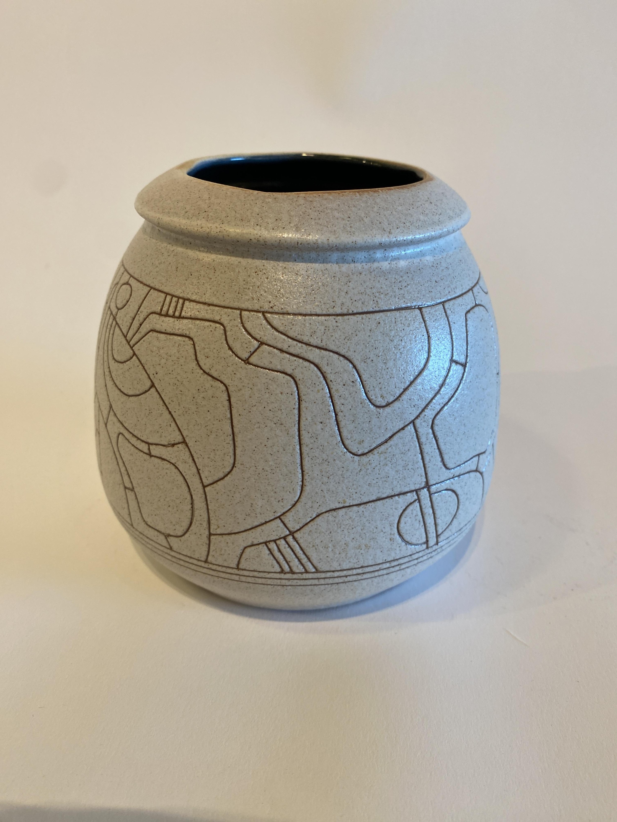 Israeli Mid Century Lapid Sgraffito Glazed Ceramic Bowl a