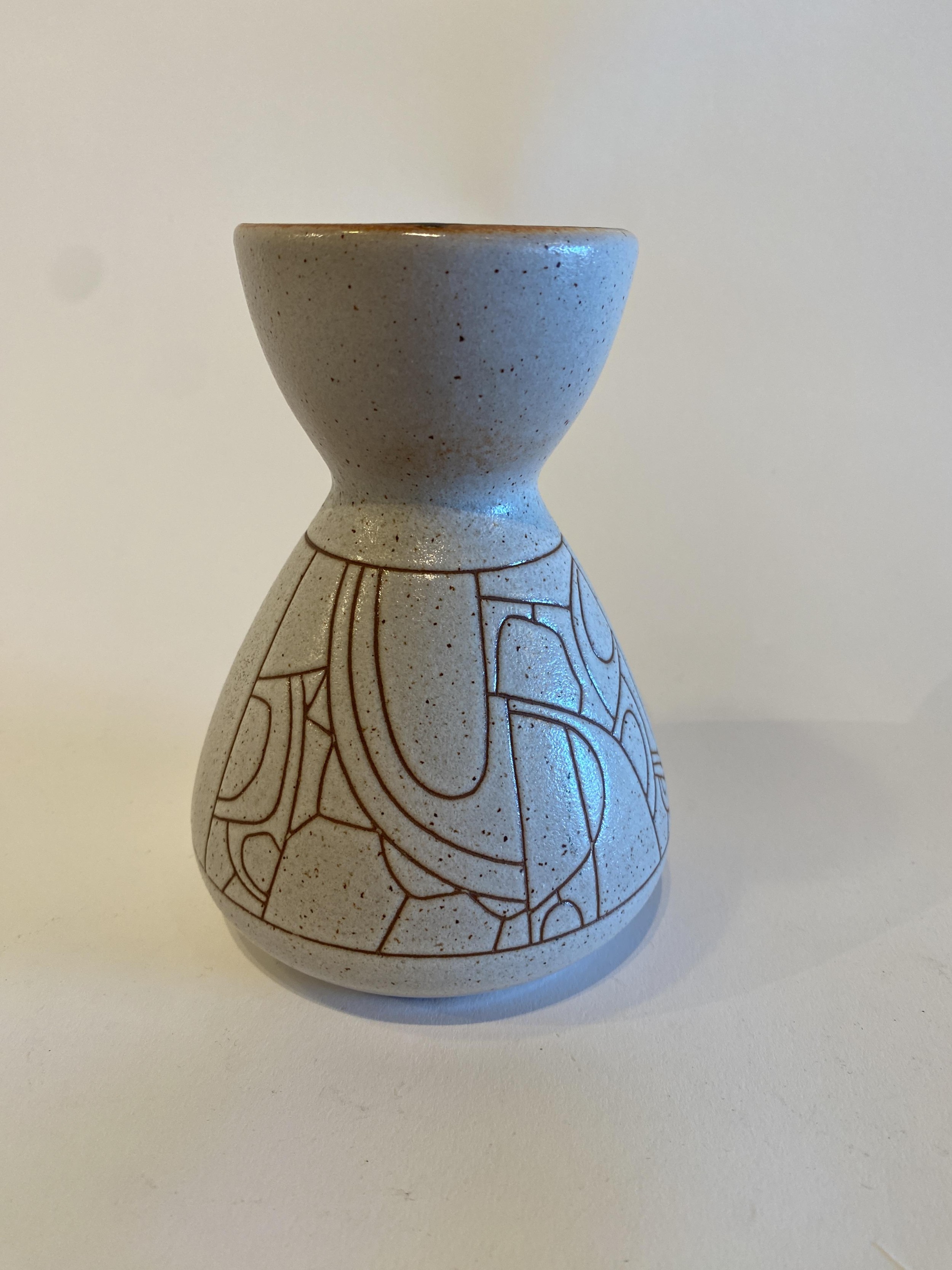 Israeli Mid Century Lapid Sgraffito Glazed Ceramic Vase b