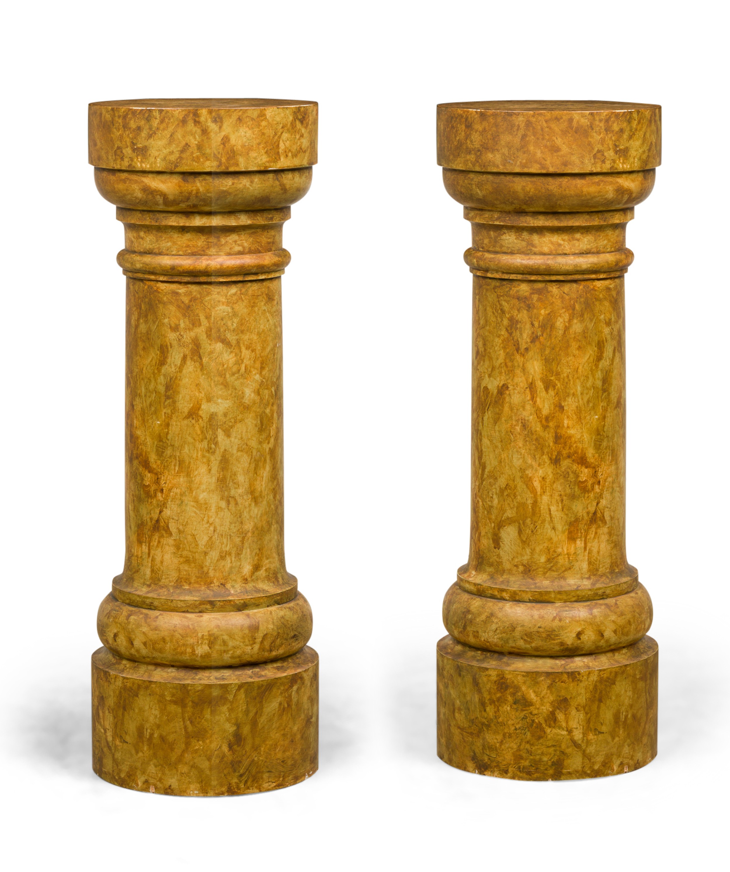 Pair of faux marble painted pedestals