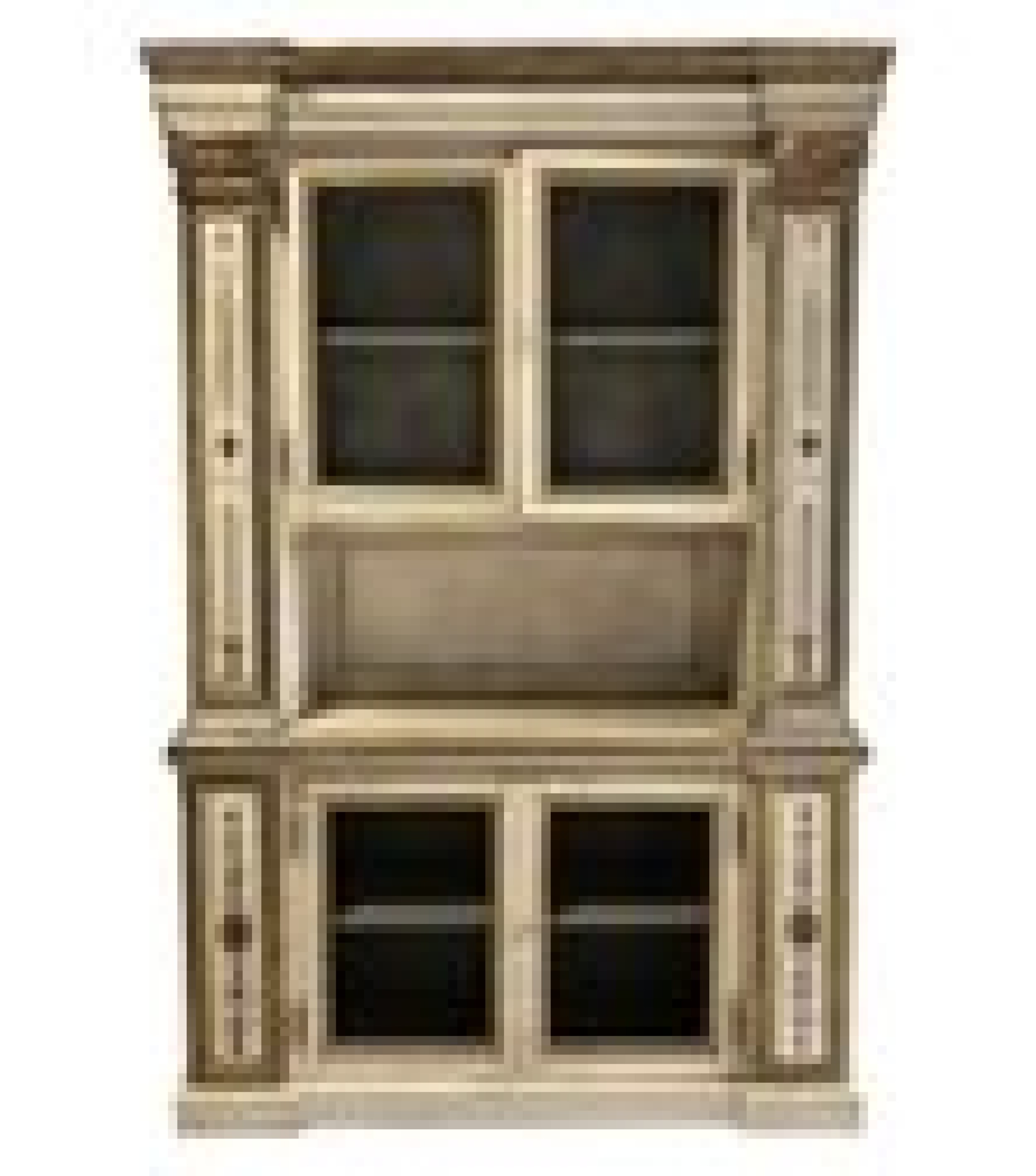 Italian neo classic style 19th century cream painted and parcel gilt breakfront bookcase