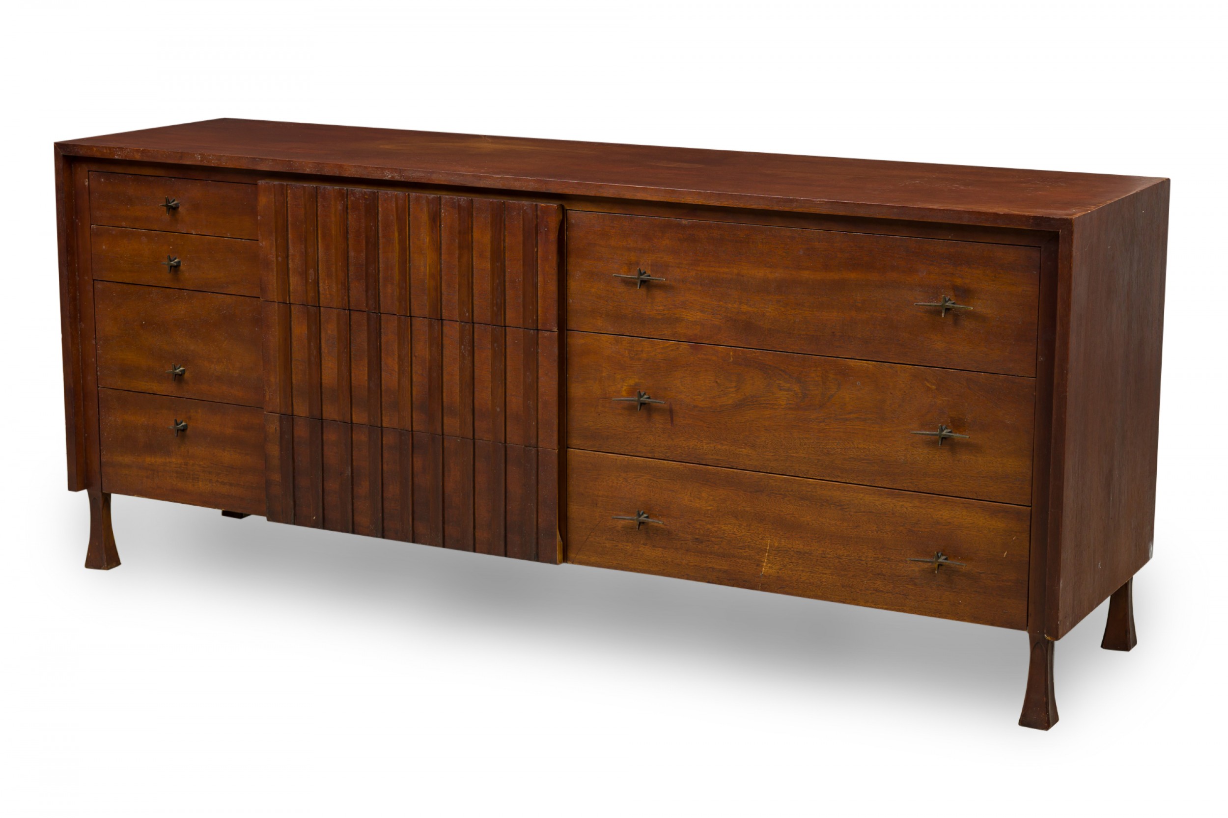 John widdicomb mid century american modern walnut and bronze dresser