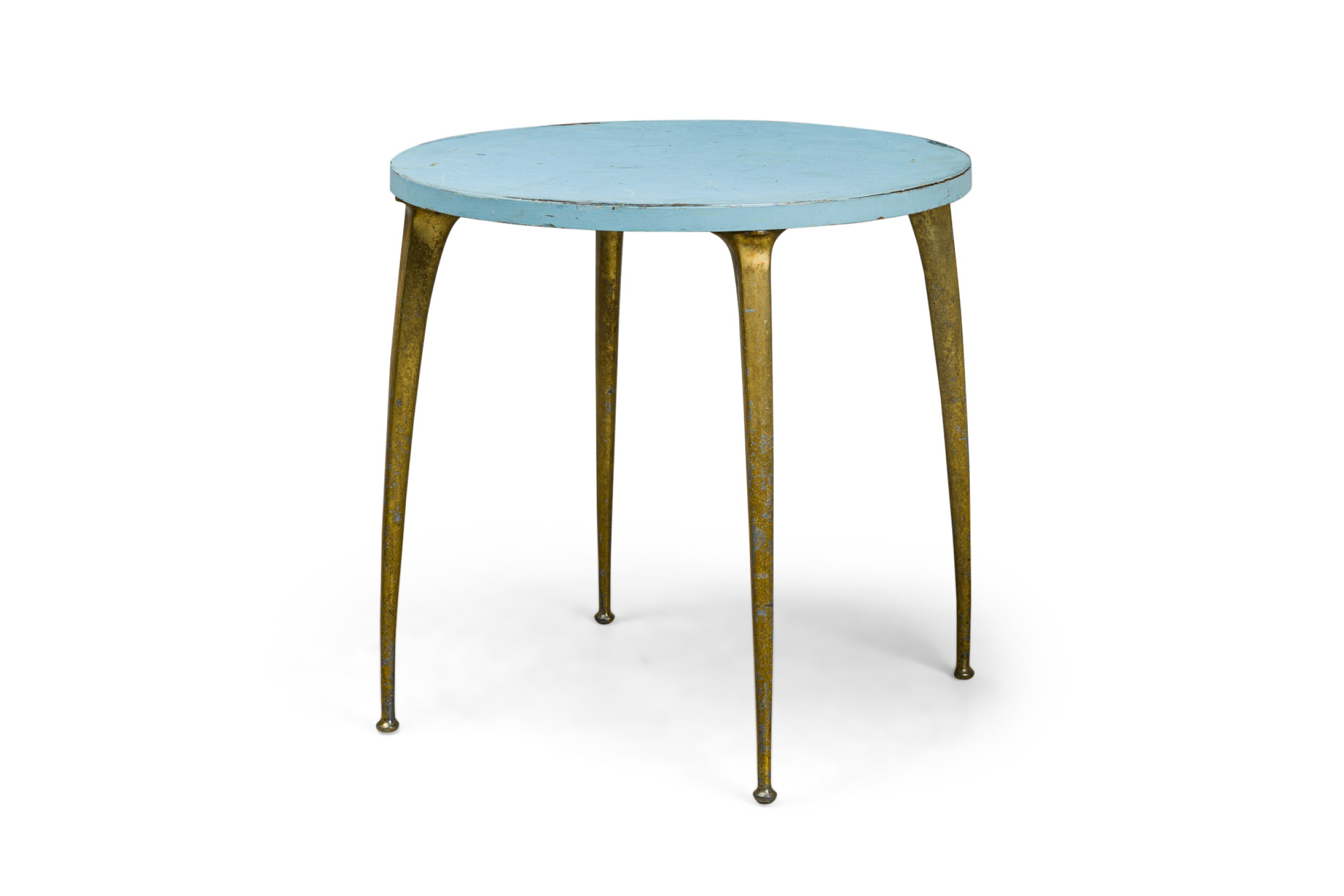 Italian mid century modern enameled wood brass center breakfast table style of ponti