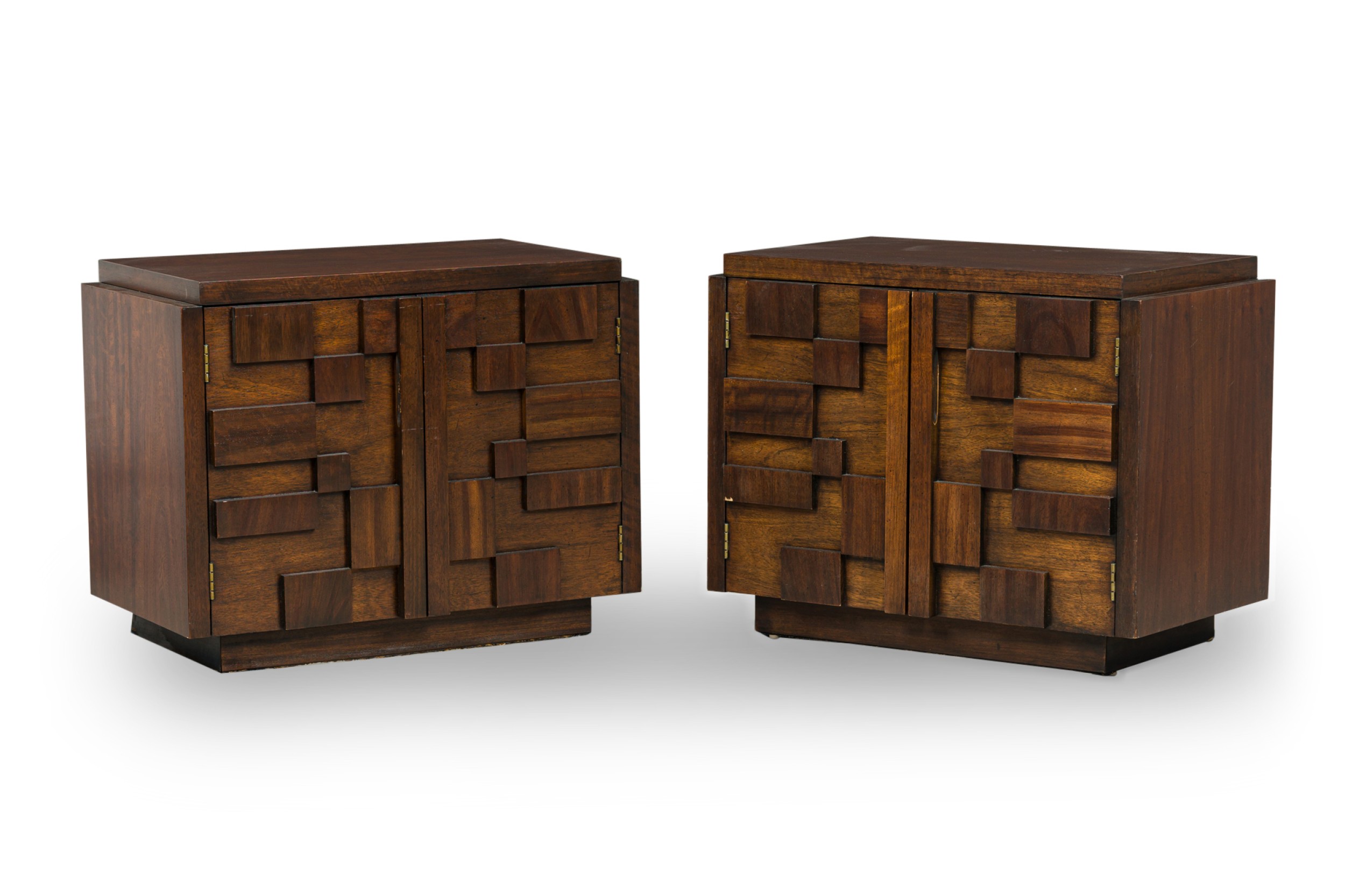 Pair of lane furniture mid century american modern mahogany cube nightstands bedside tables