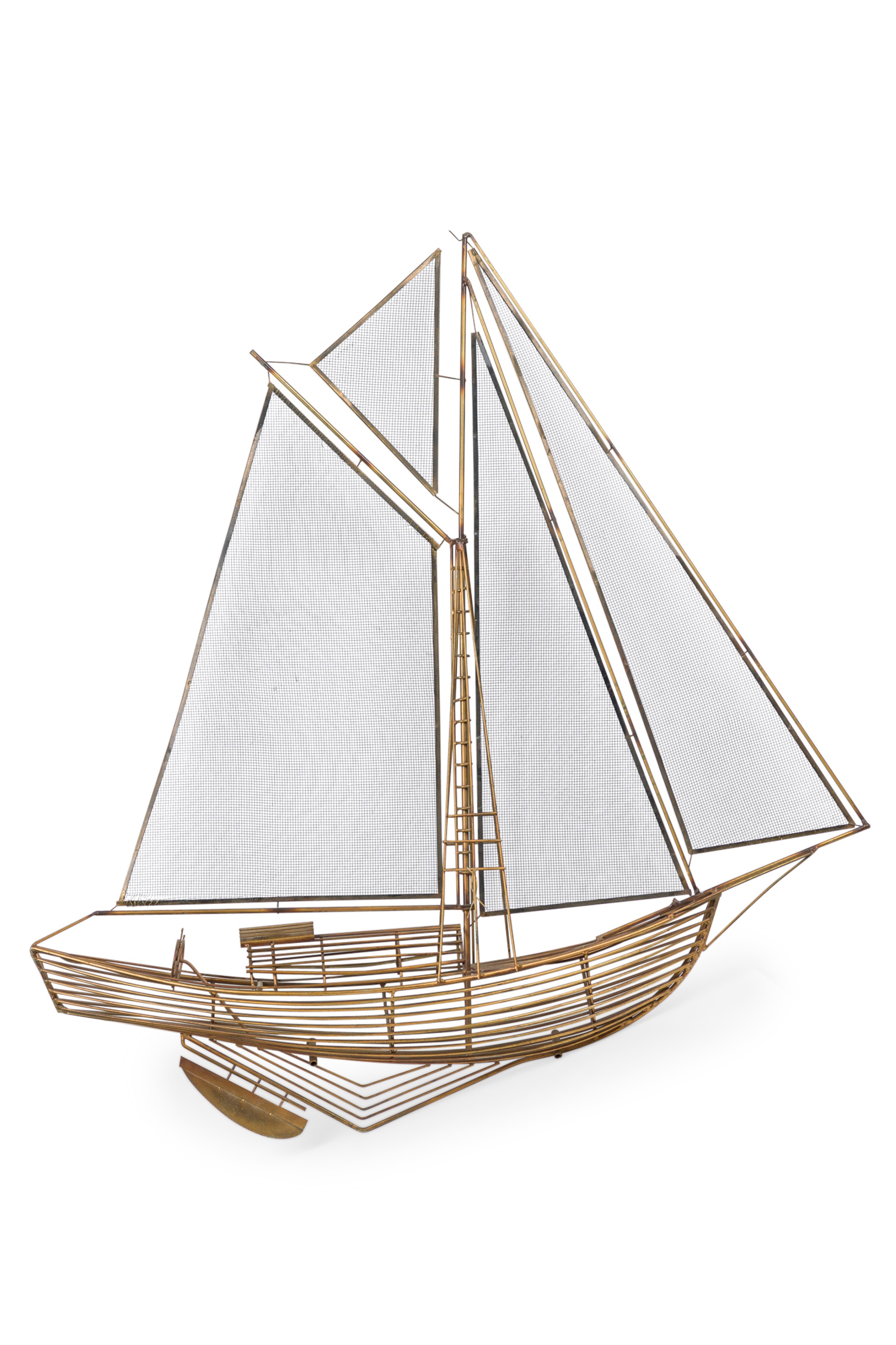 Curtis jere mid century american brass wall mounted model of a ship