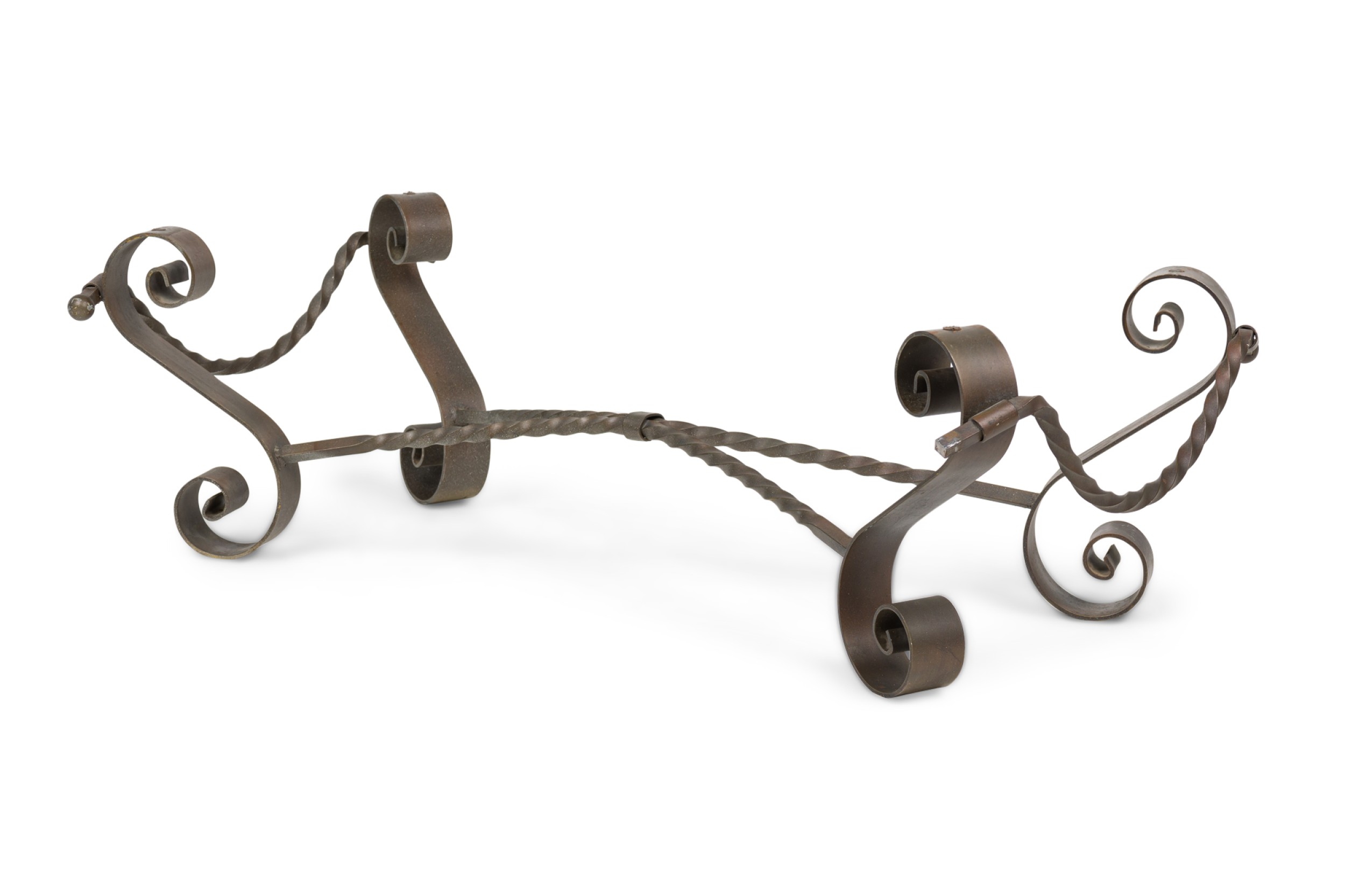 Art deco american steel scroll form low coffee table frame