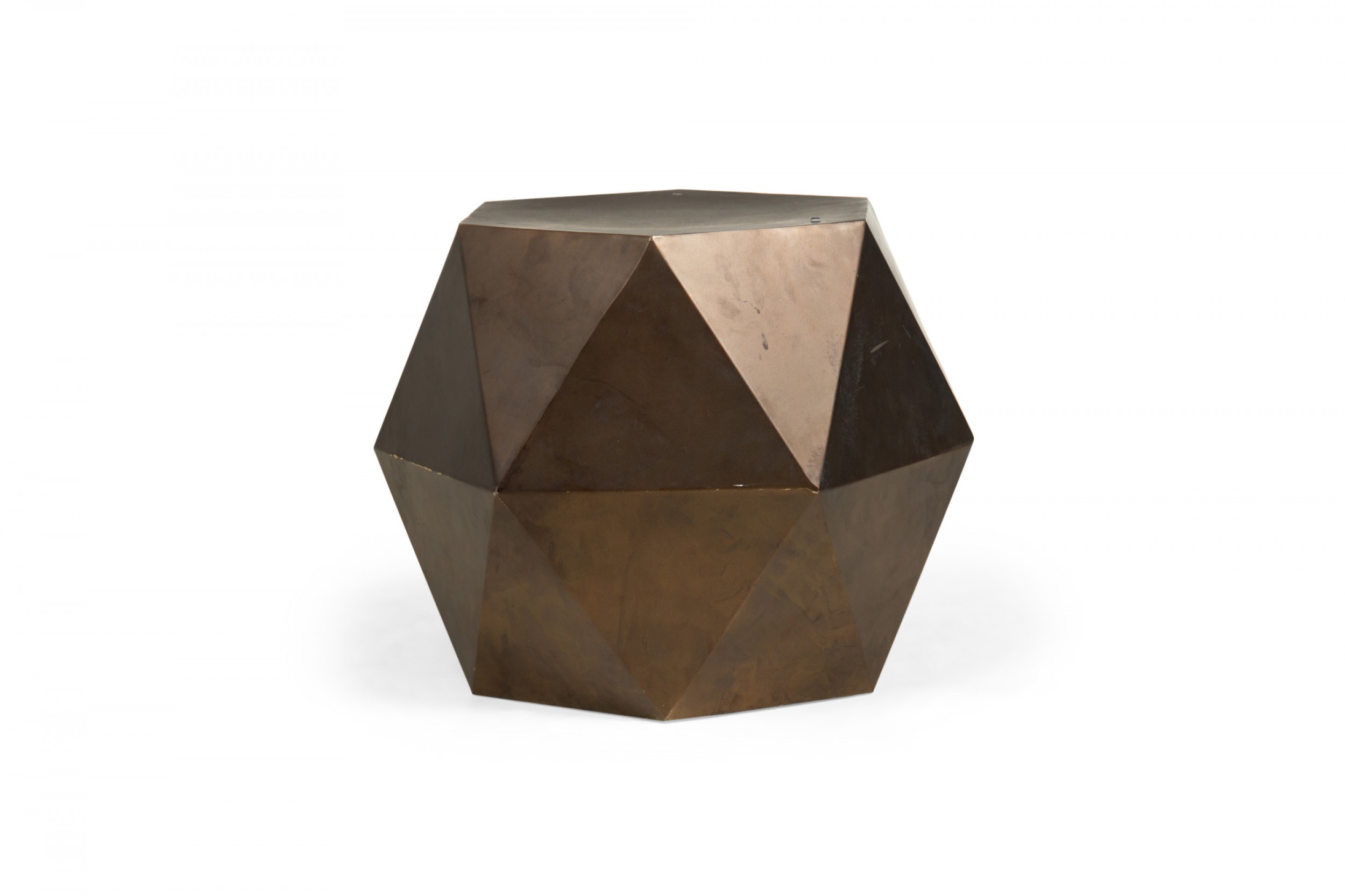 Contemporary gray metallic finished faceted ceramic end side table