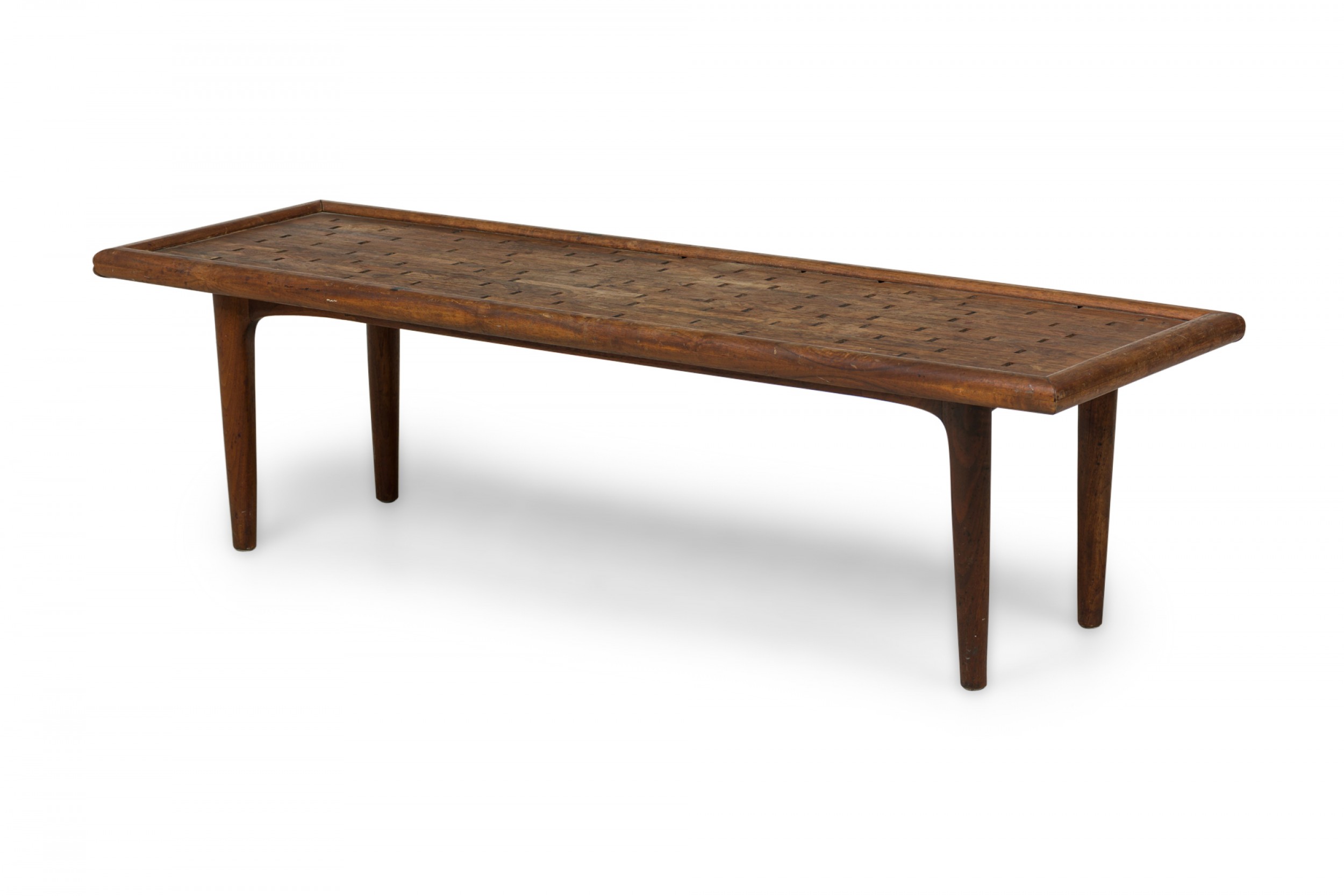 Danish mid century modern rectangular incised rosewood low coffee table