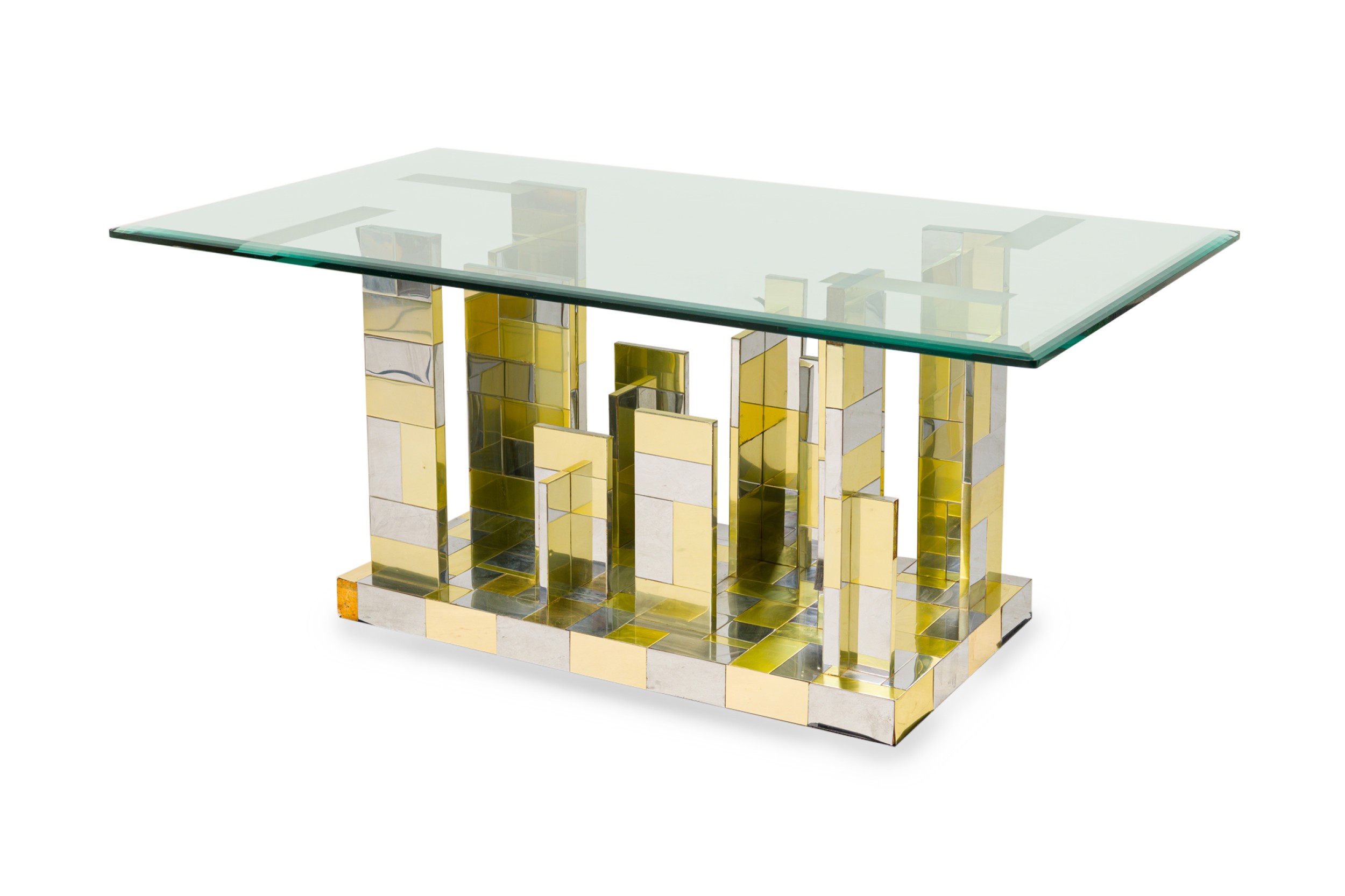 Paul evans american mid century chrome and brass plated cityscape dining table base