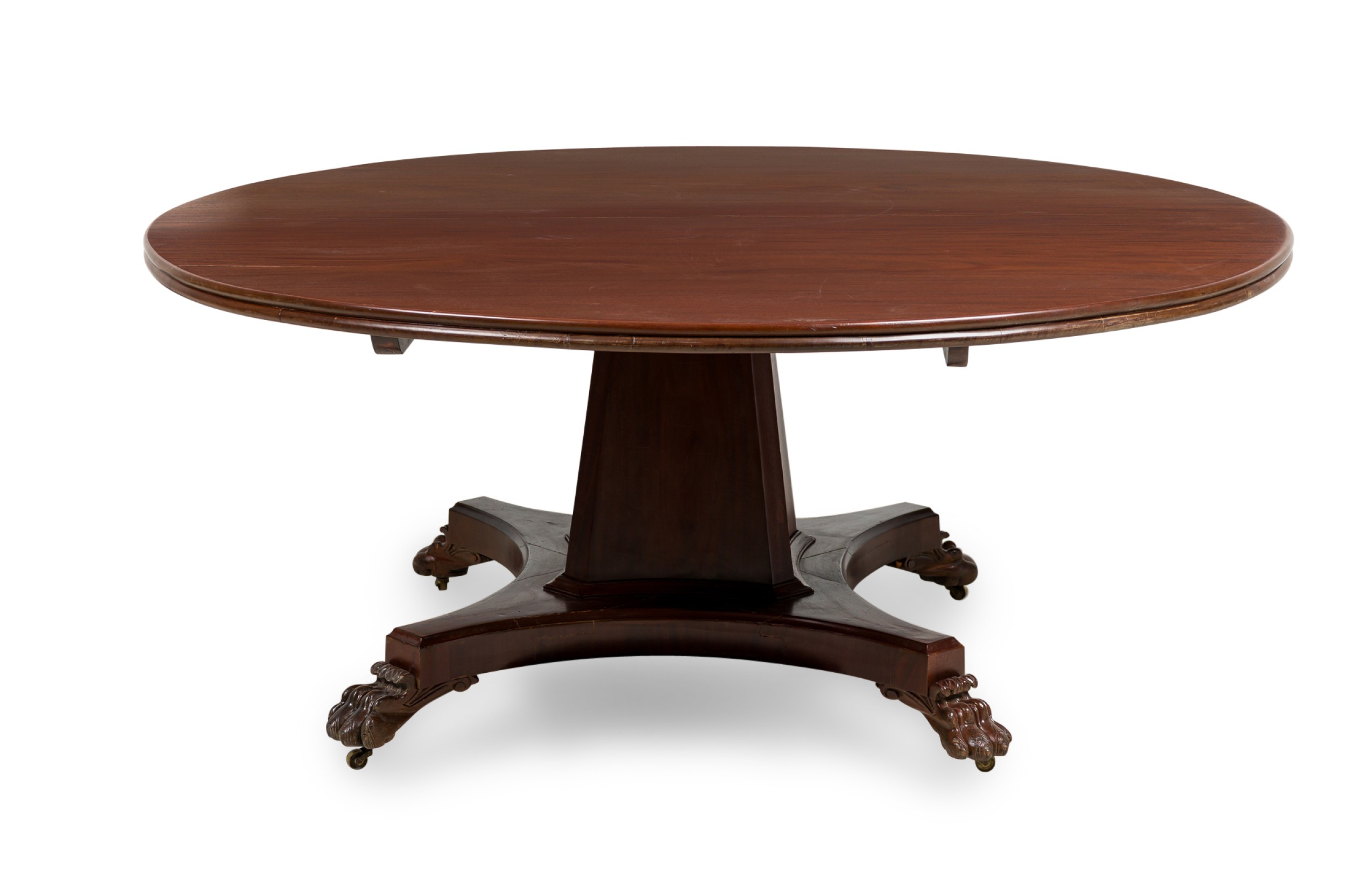 French empire monumental ebonized mahogany circular dining center table
