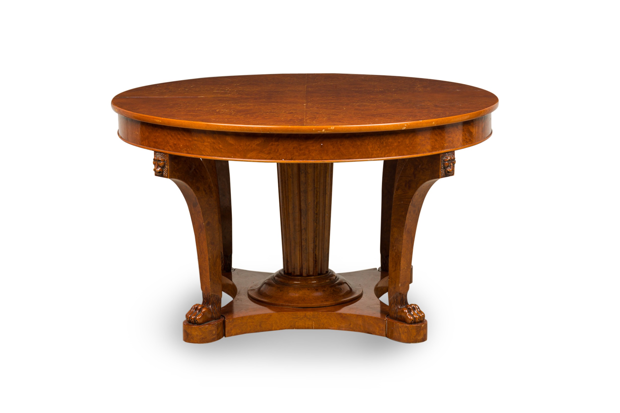 French empire revival style burled walnut extension dining center table