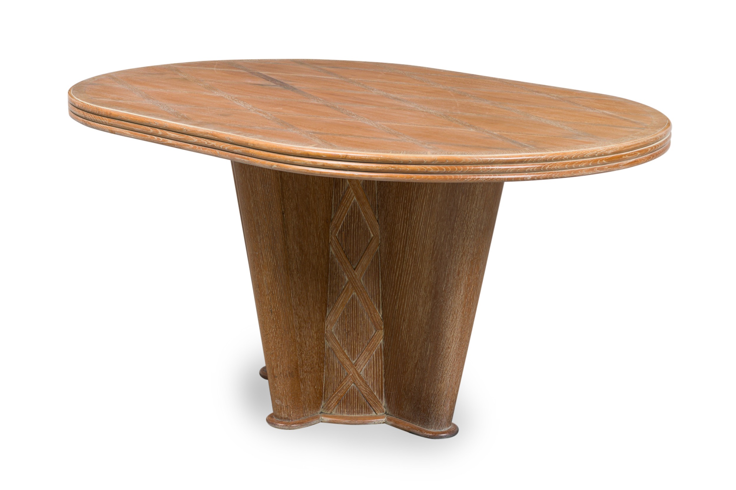 Soubrier mid century french limed oak inlaid dining table