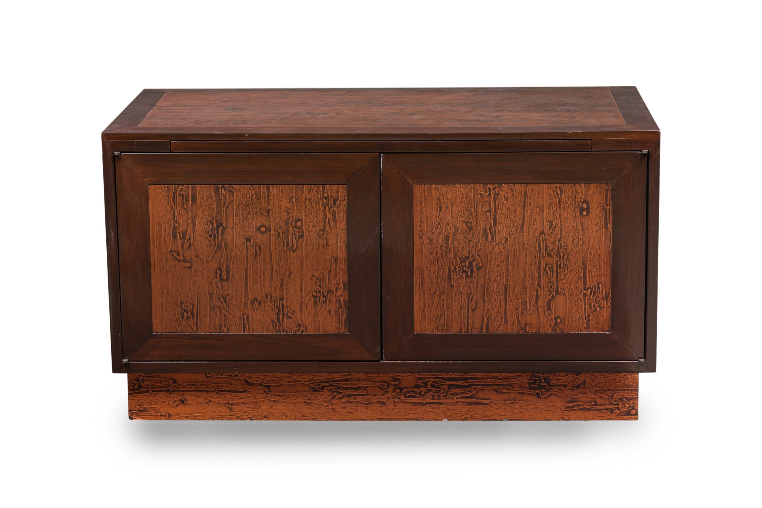 American mid century renzo rutili walnut and copper credenza 1