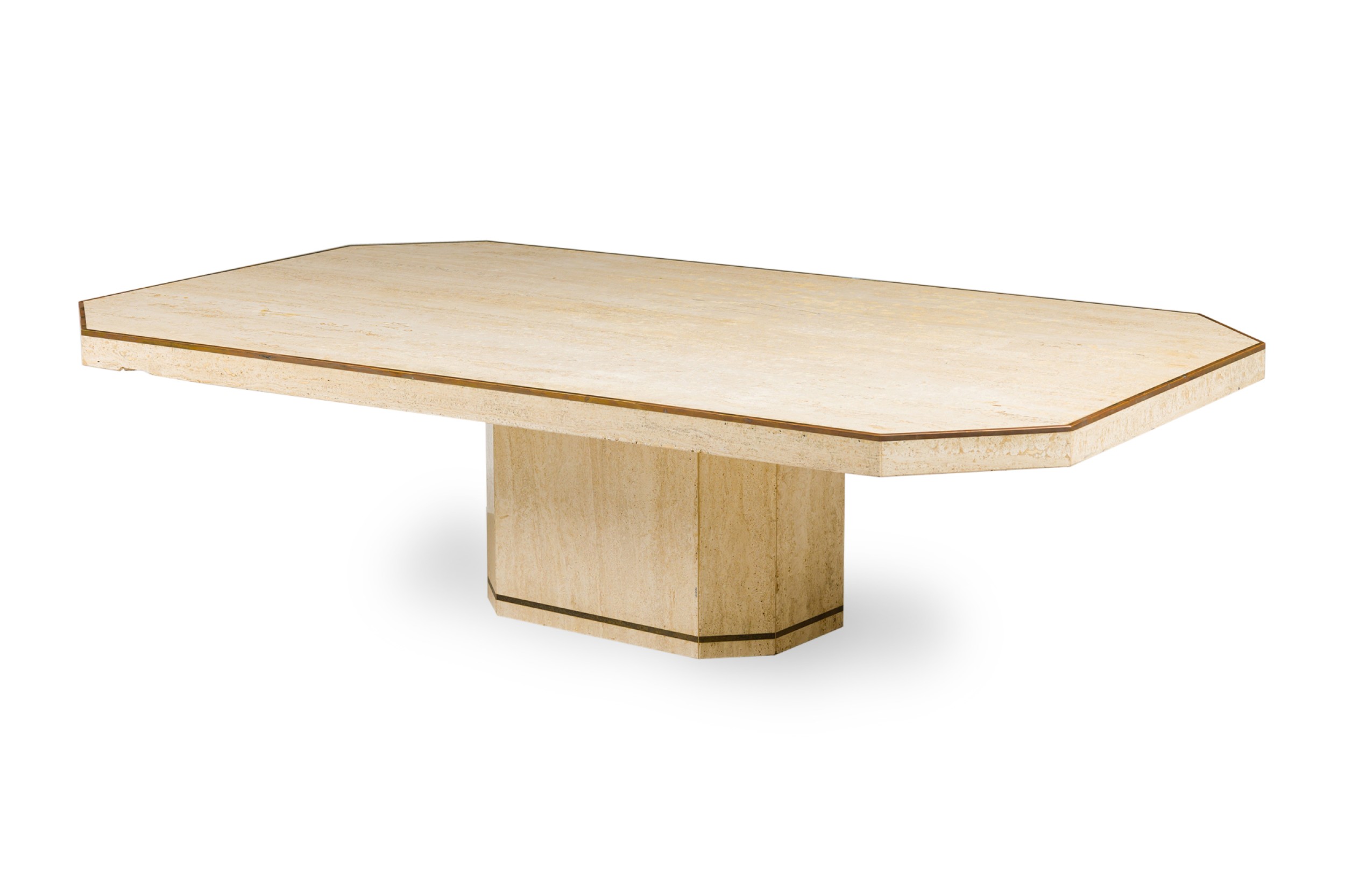 Willy rizzo for jean charles mid century italian monumental travertine marble octagonal coffee table