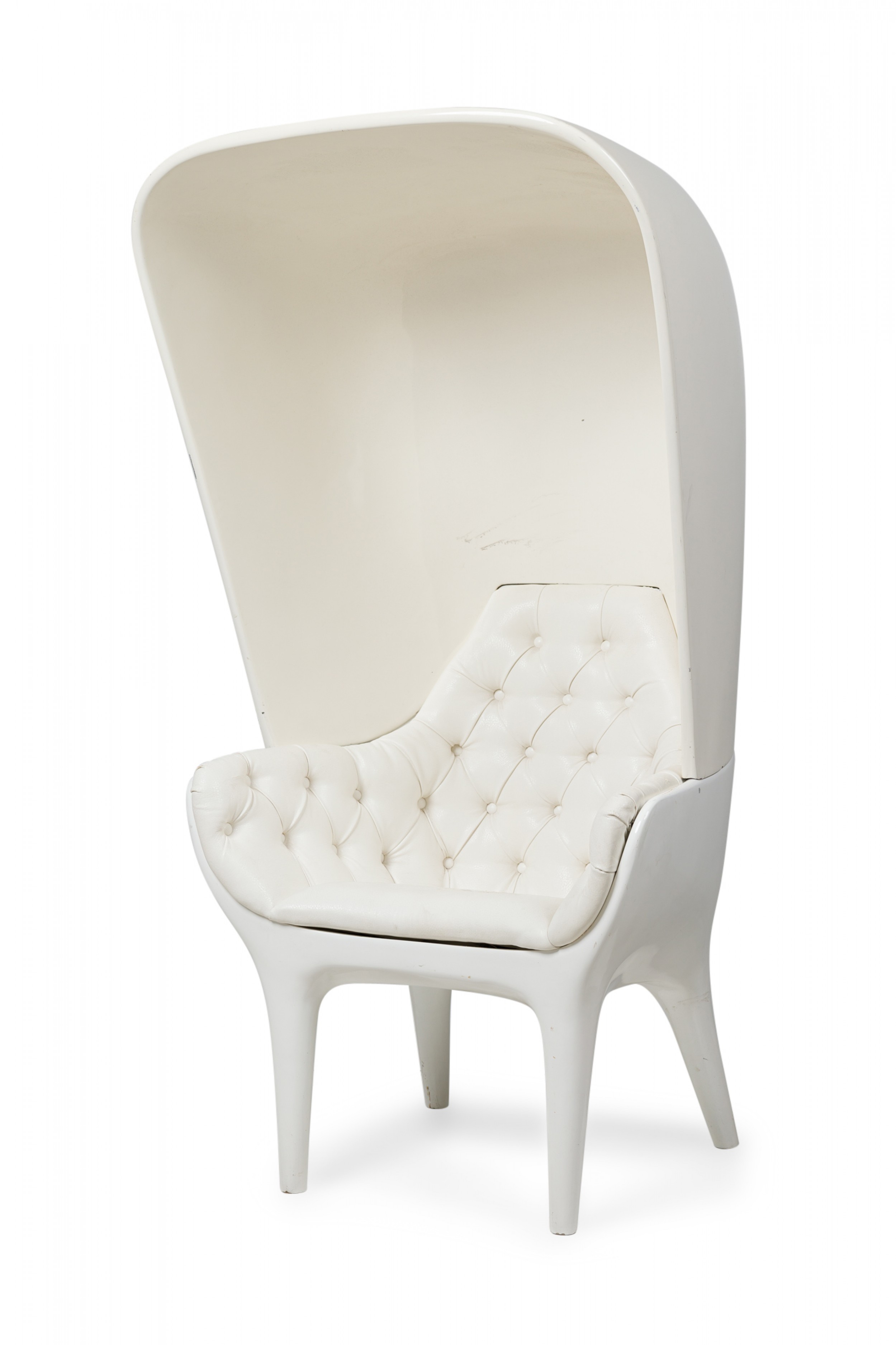 Jaime hayon contemporary spanish showtime hooded armchair white lacquered with cover