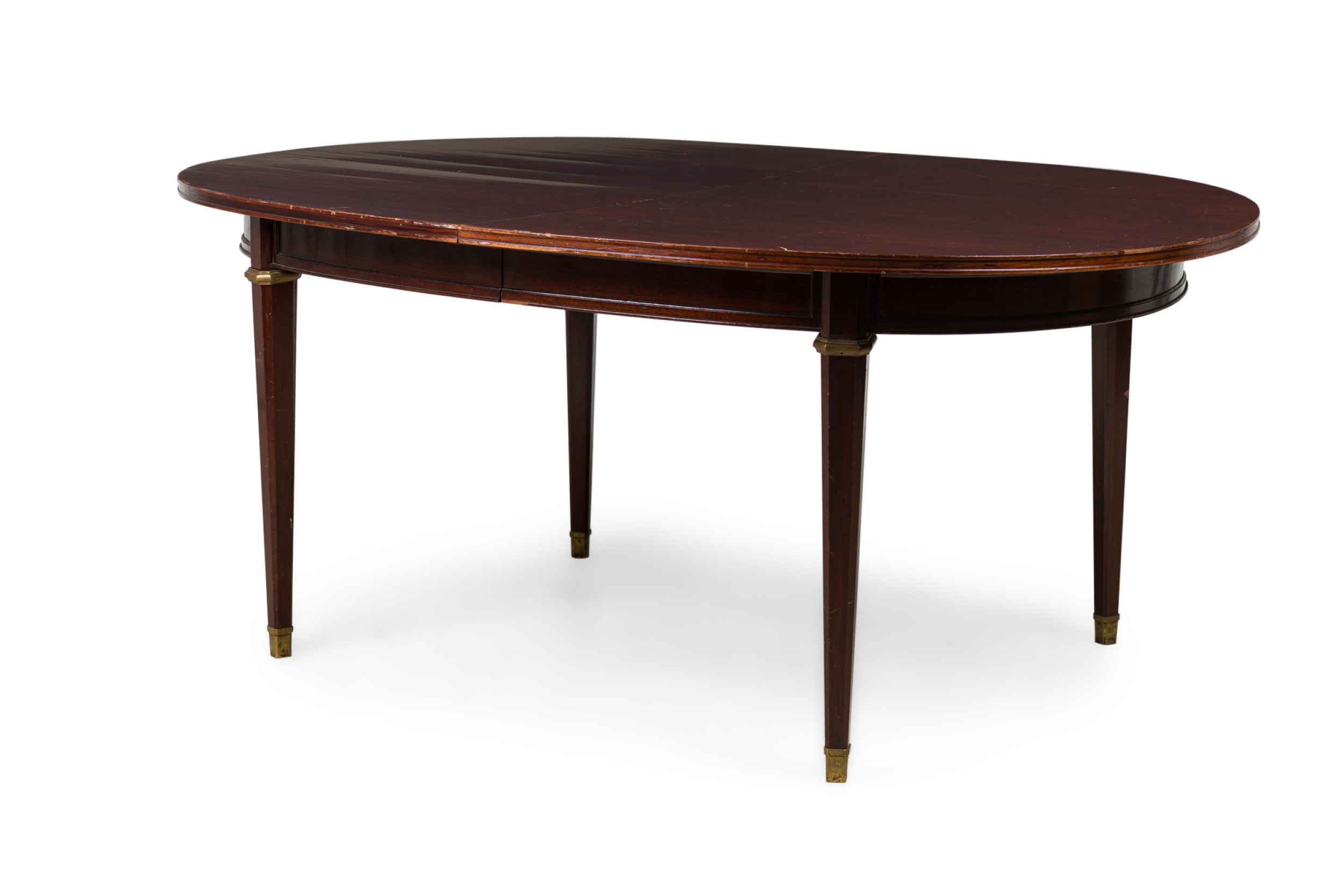 Maison jansen french mid century mahogany and bronze extension dining conference table