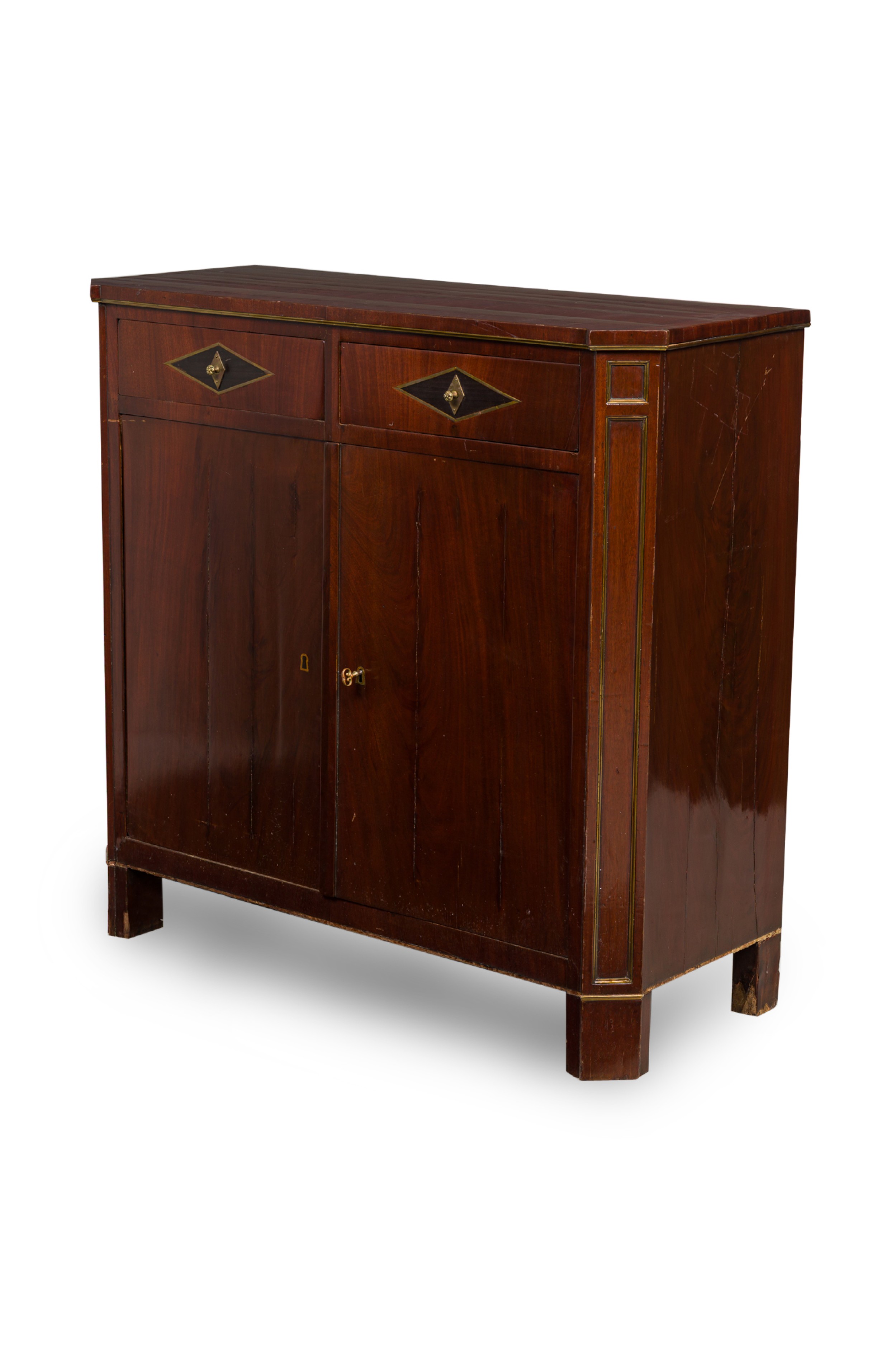Russian neo classic mahogany inliad 2 door credenza