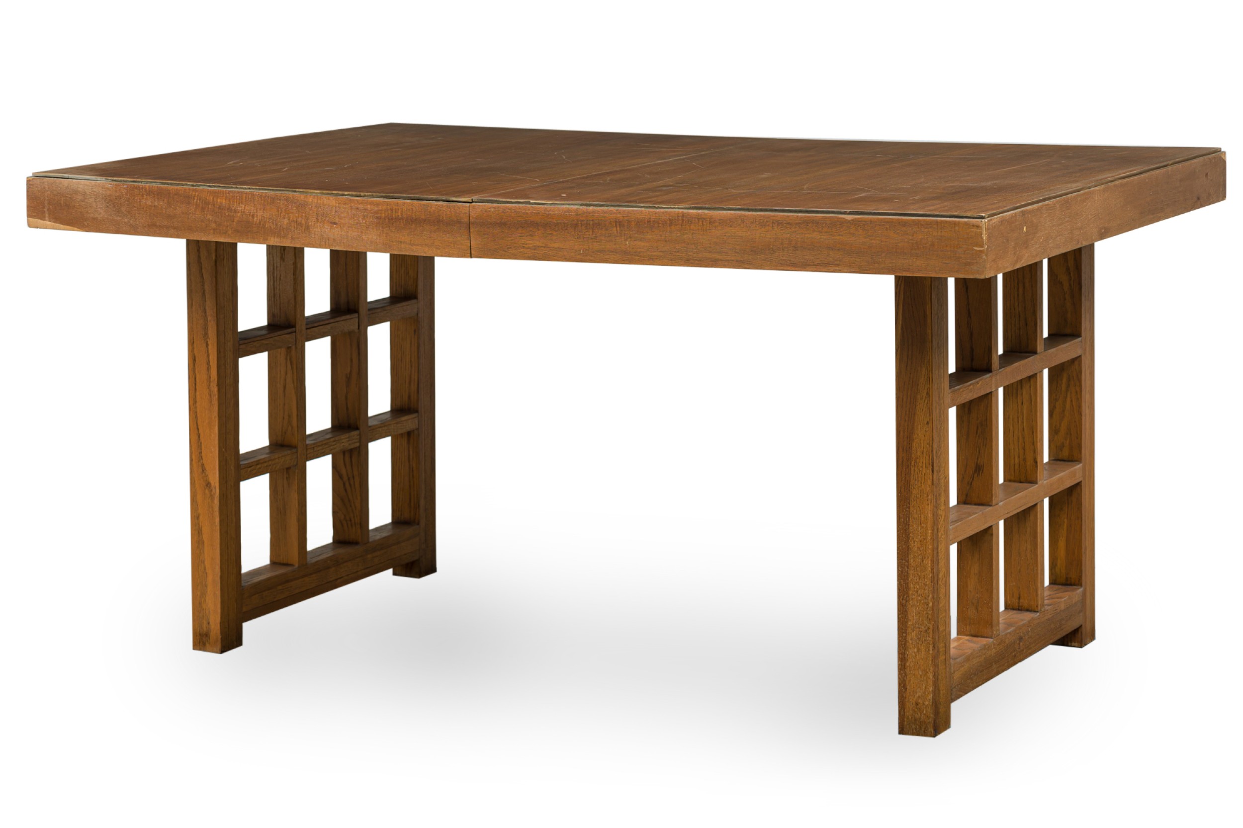 Th robsjohn gibbings english mid century rectangular lattice leg extension dining table