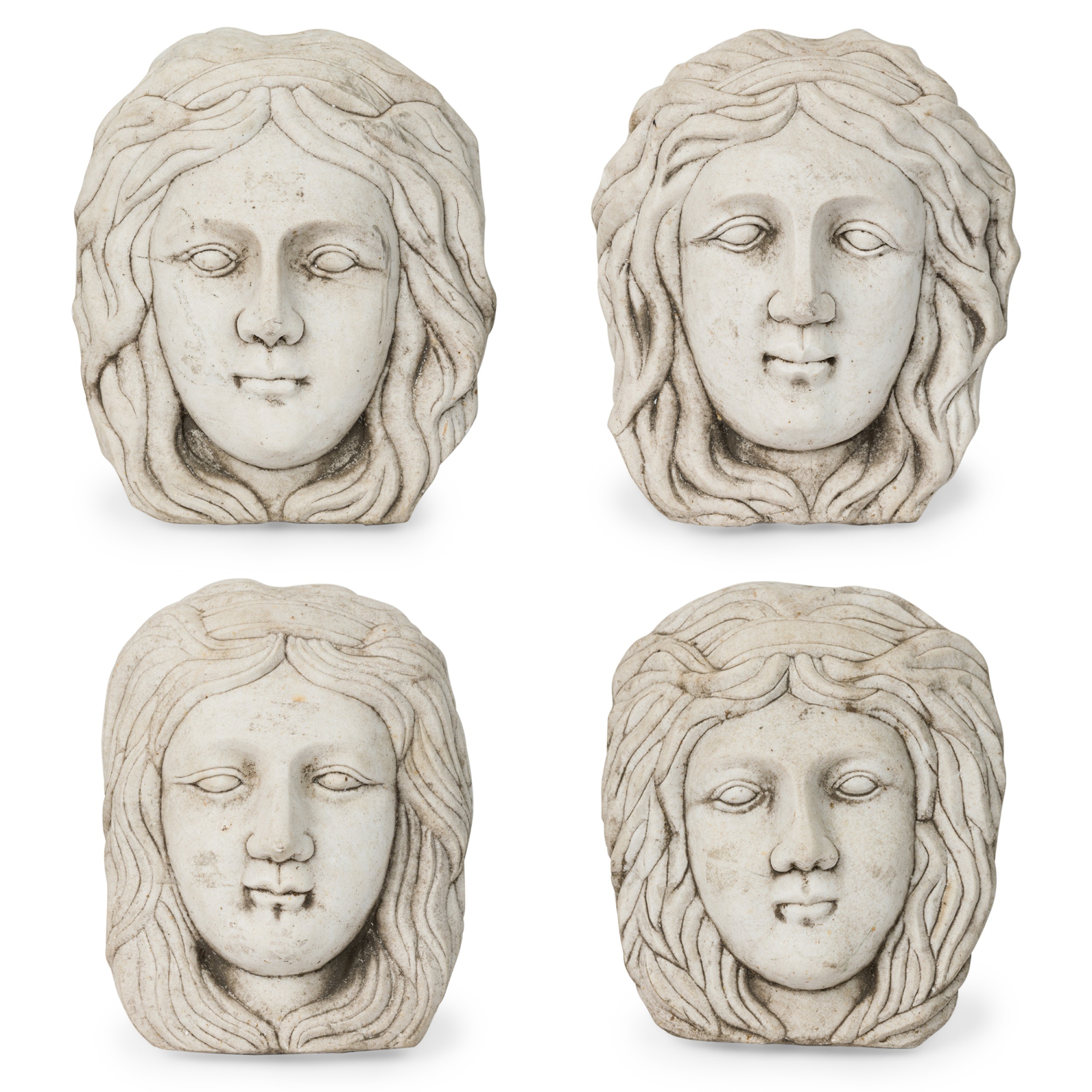 Set of 4 italian neo classic 19th century marble relief busts