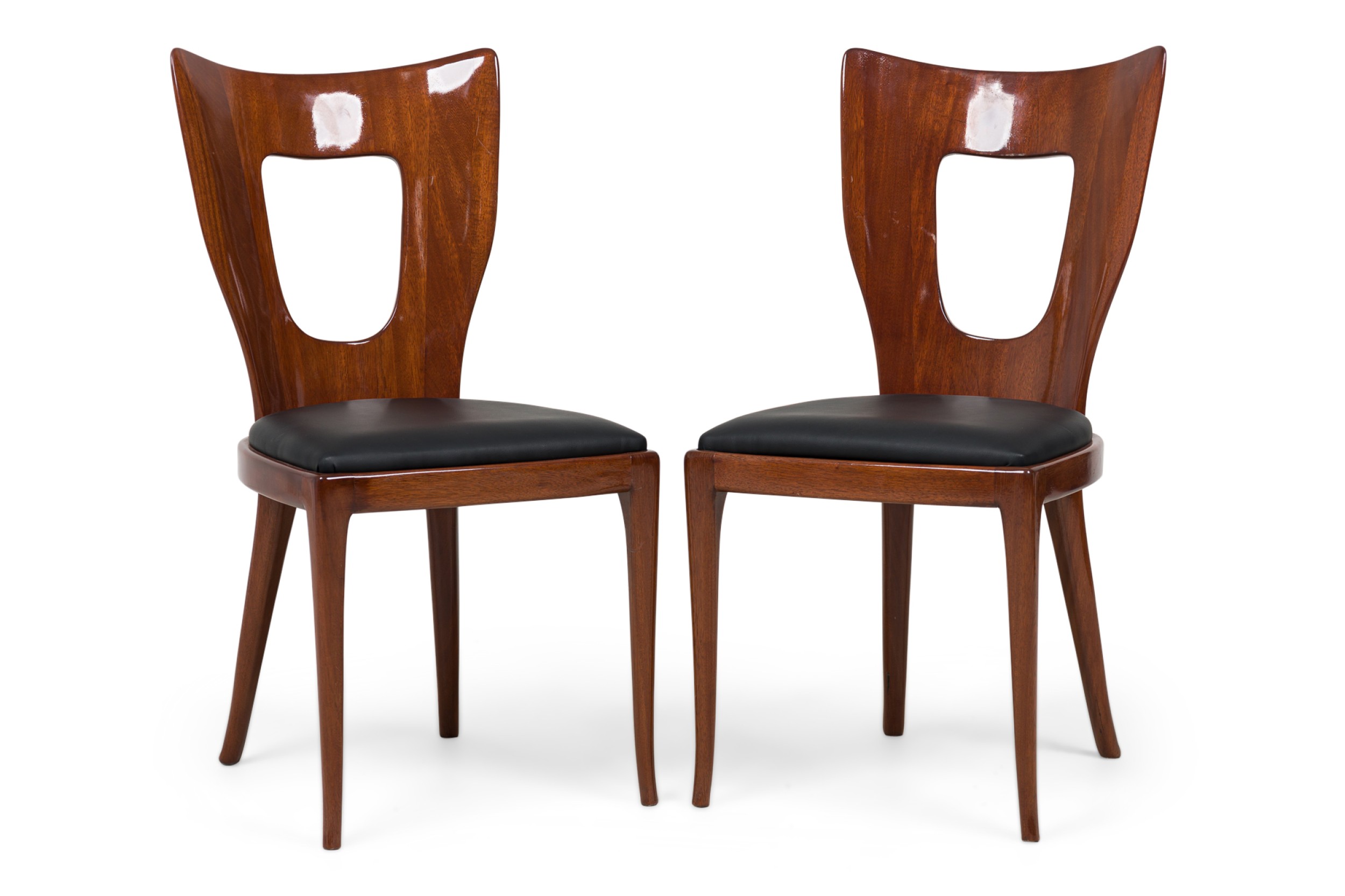 Set of 6 italian mid century osvaldo borsani walnut dining chair