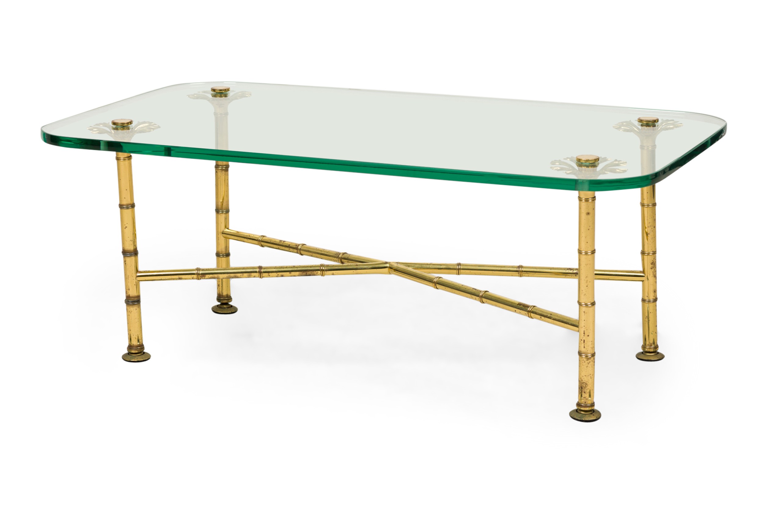 Fontana arte italian mid century brass and glass low coffee tables
