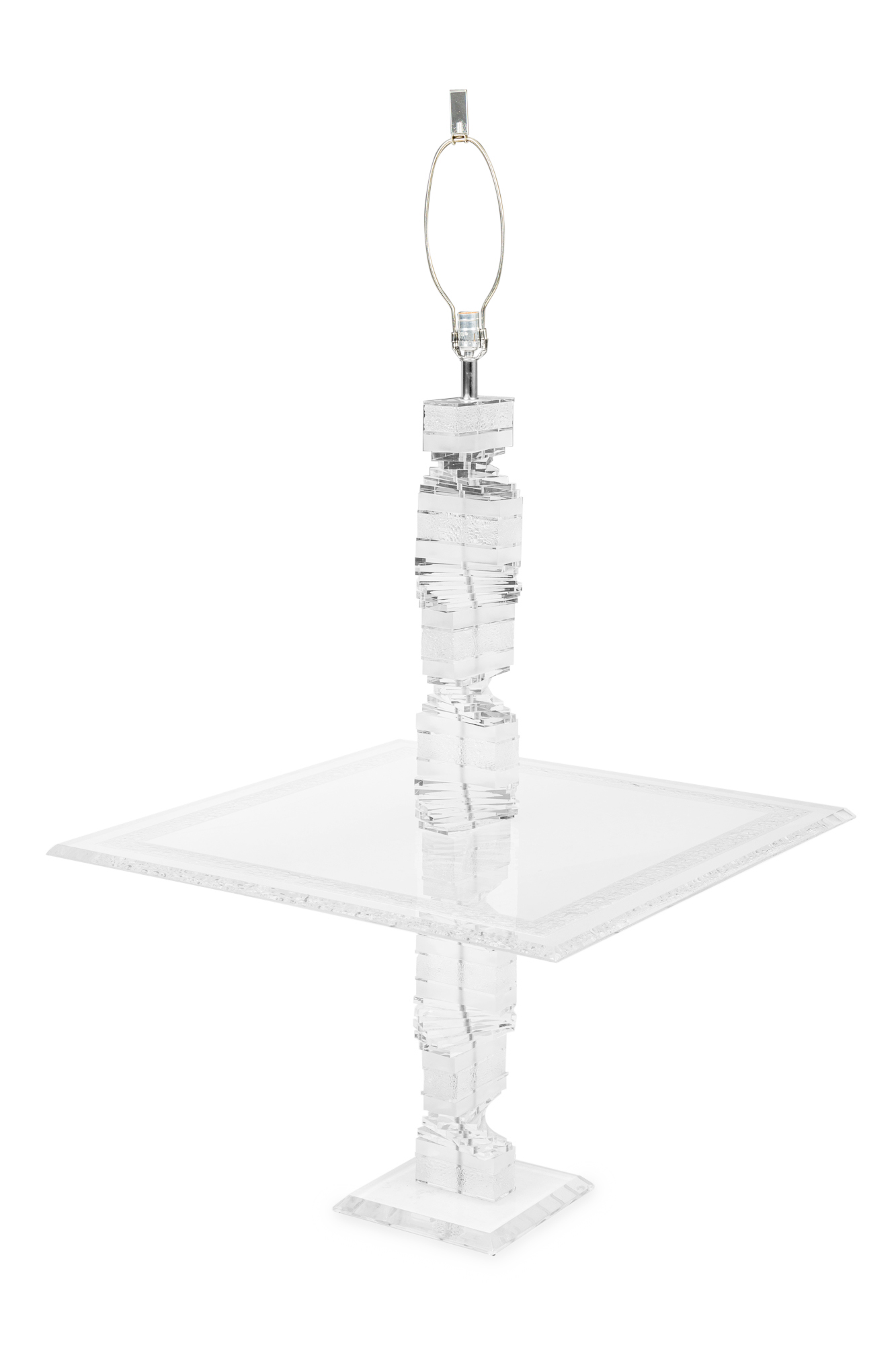 Karl springer american mid century lucite floor lamp with table