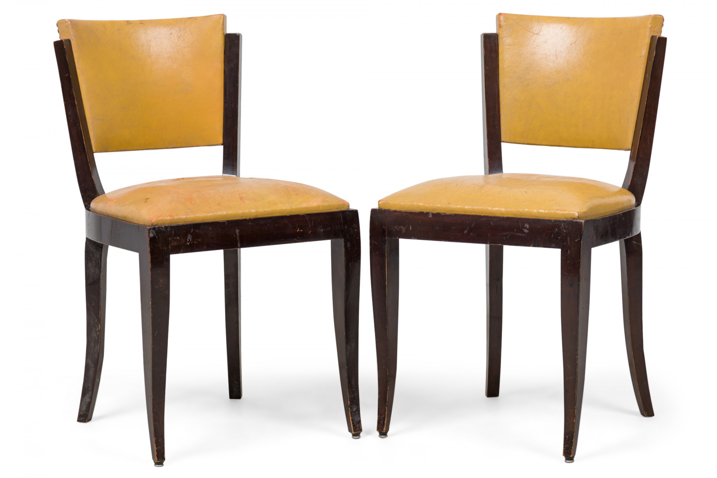 Set of 8 art deco american gold vinyl upholstered dining side chairs