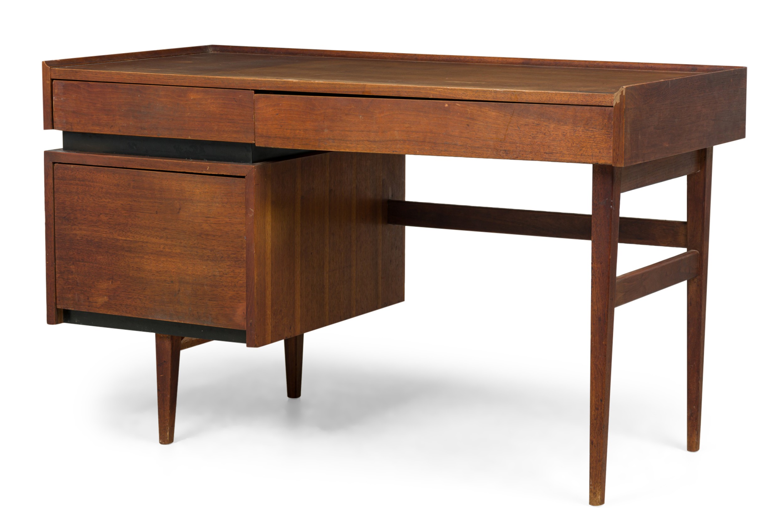American mid  century walnut desk with 3 drawers 