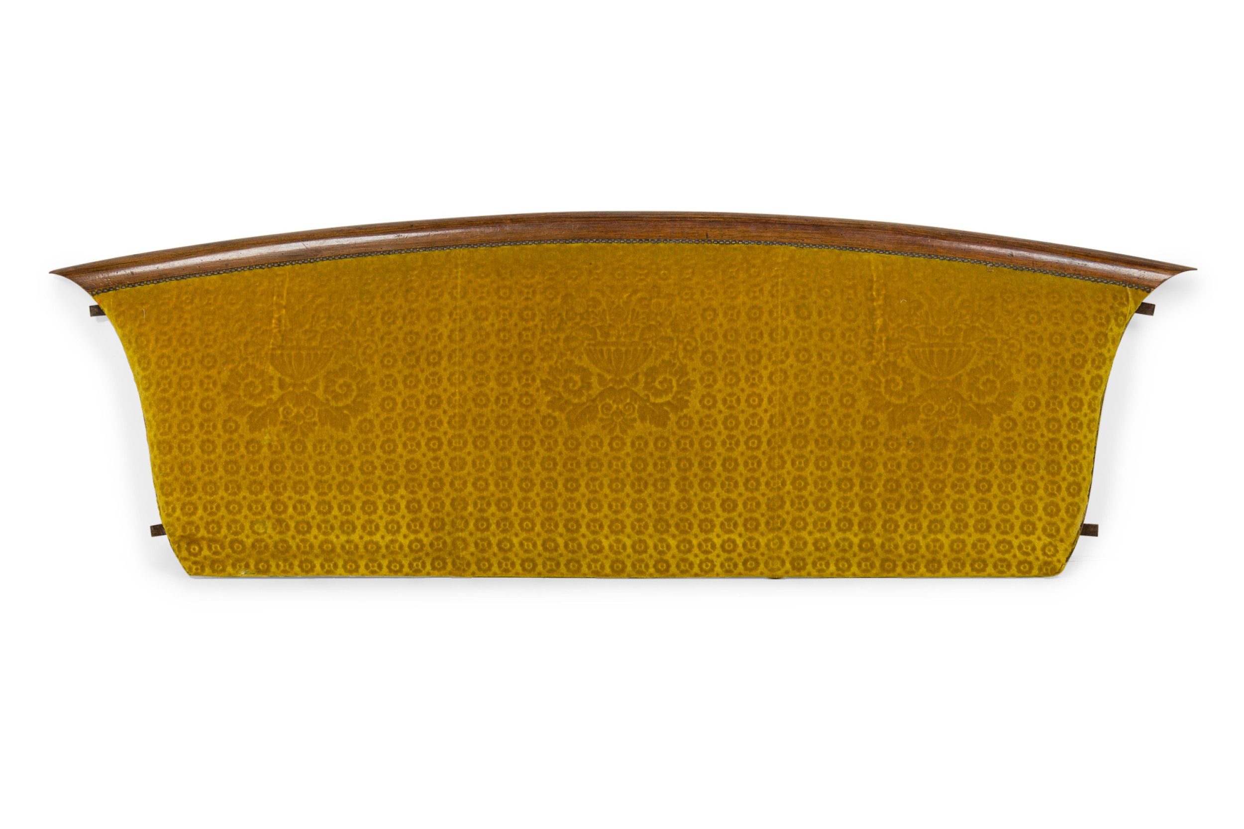 Biedermeier king size headboard with yellow upholstery 