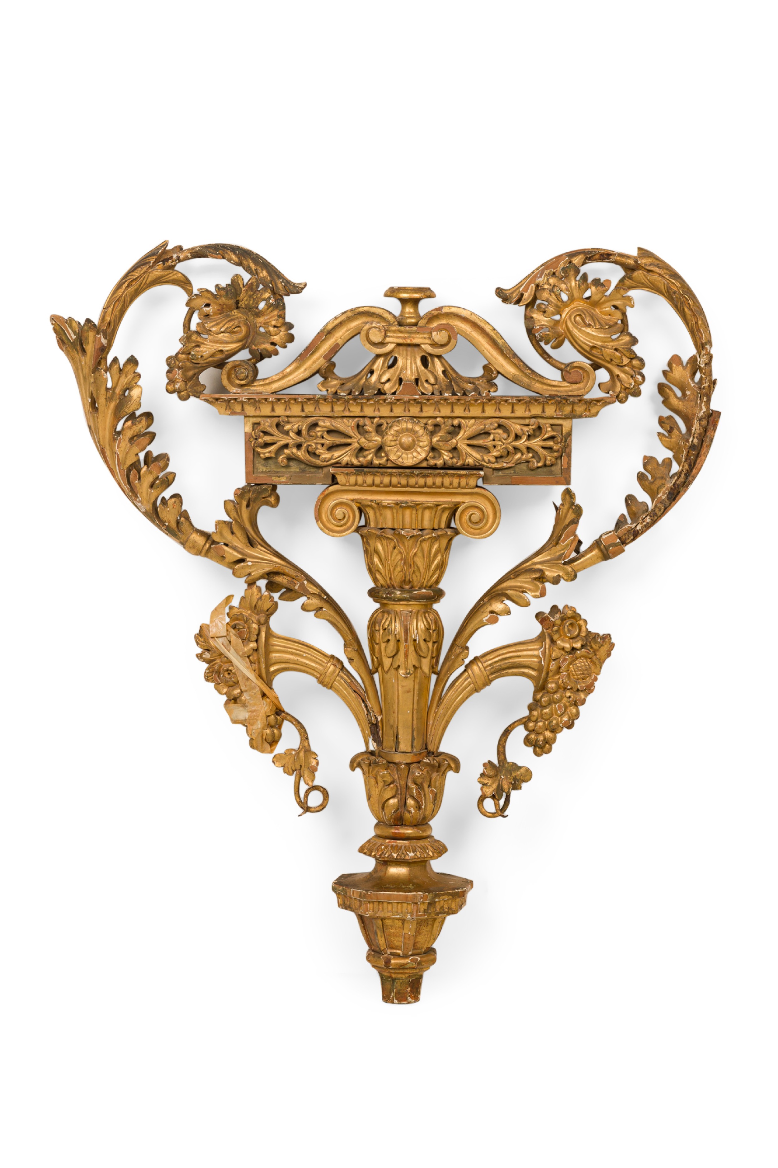 Italian neoclassical wall plaque of gilt urn