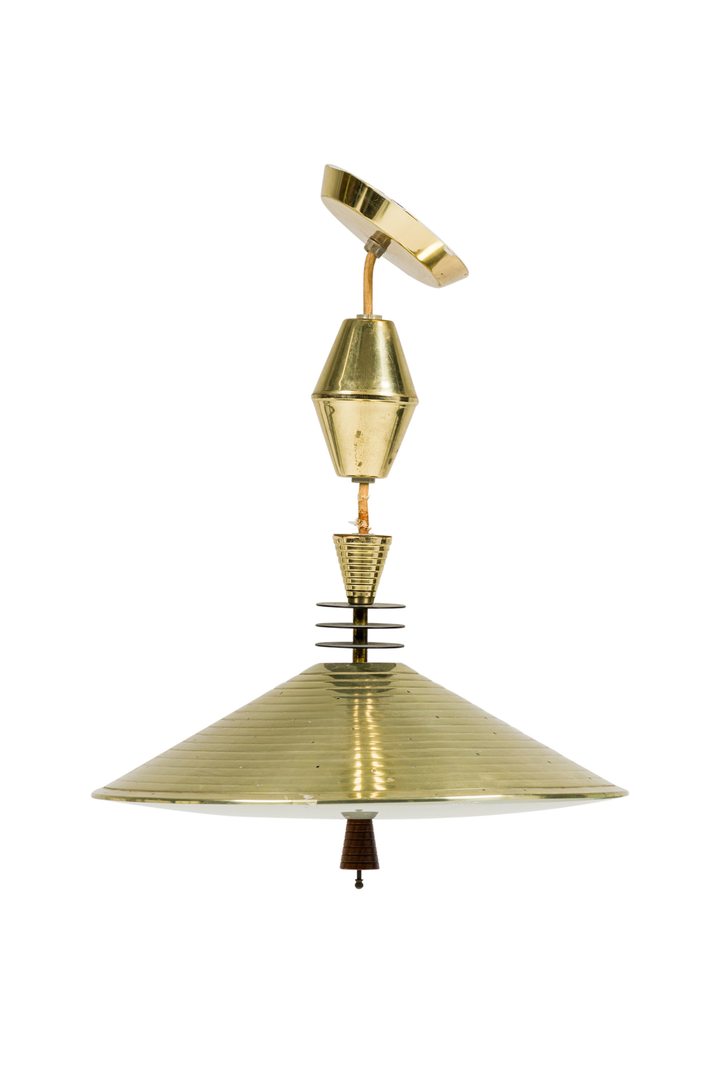 Italian mid century brass saucer chandelier
